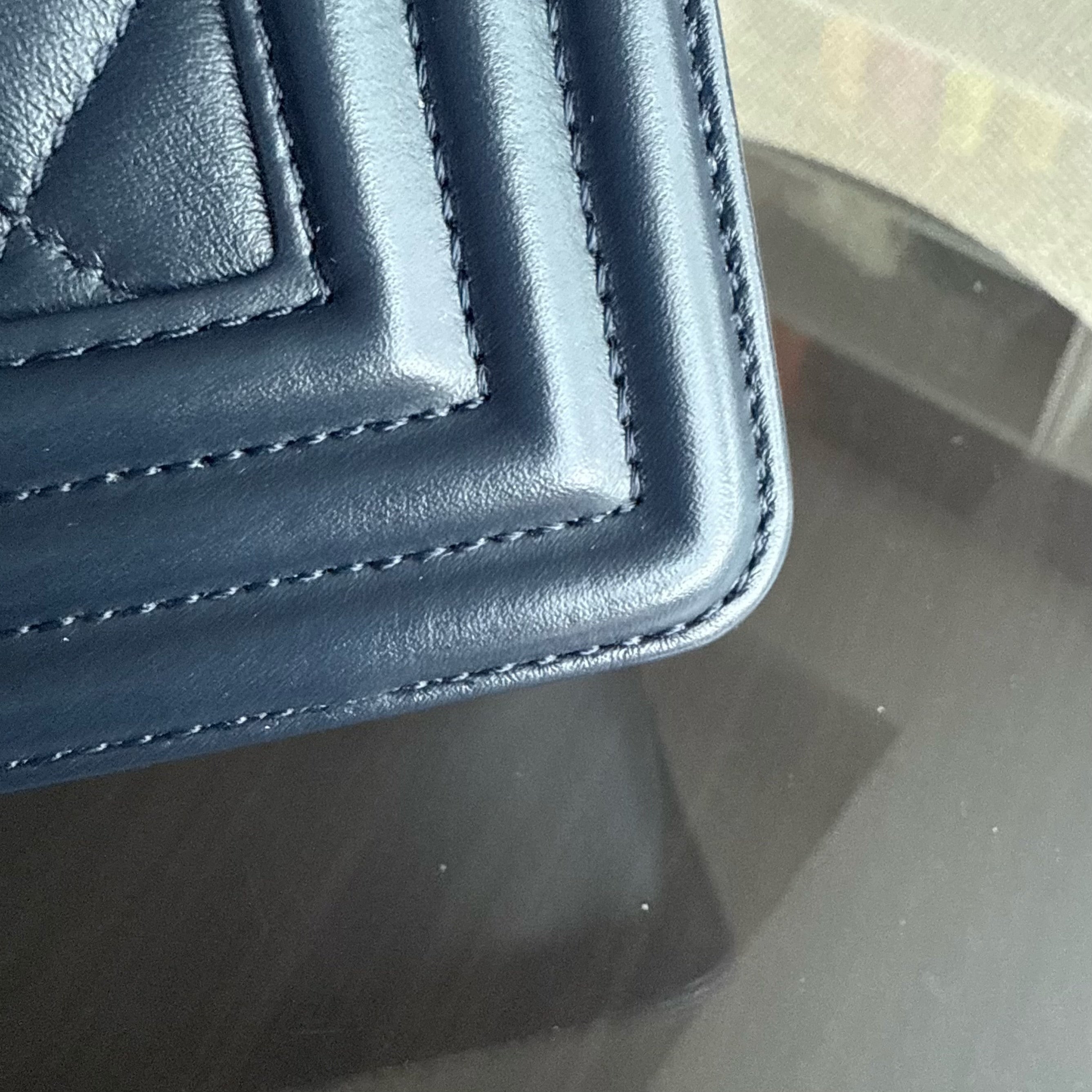 Chanel Boy Small - Calfskin 20CM Quilted Dark Blue Gold Hardware Series 25