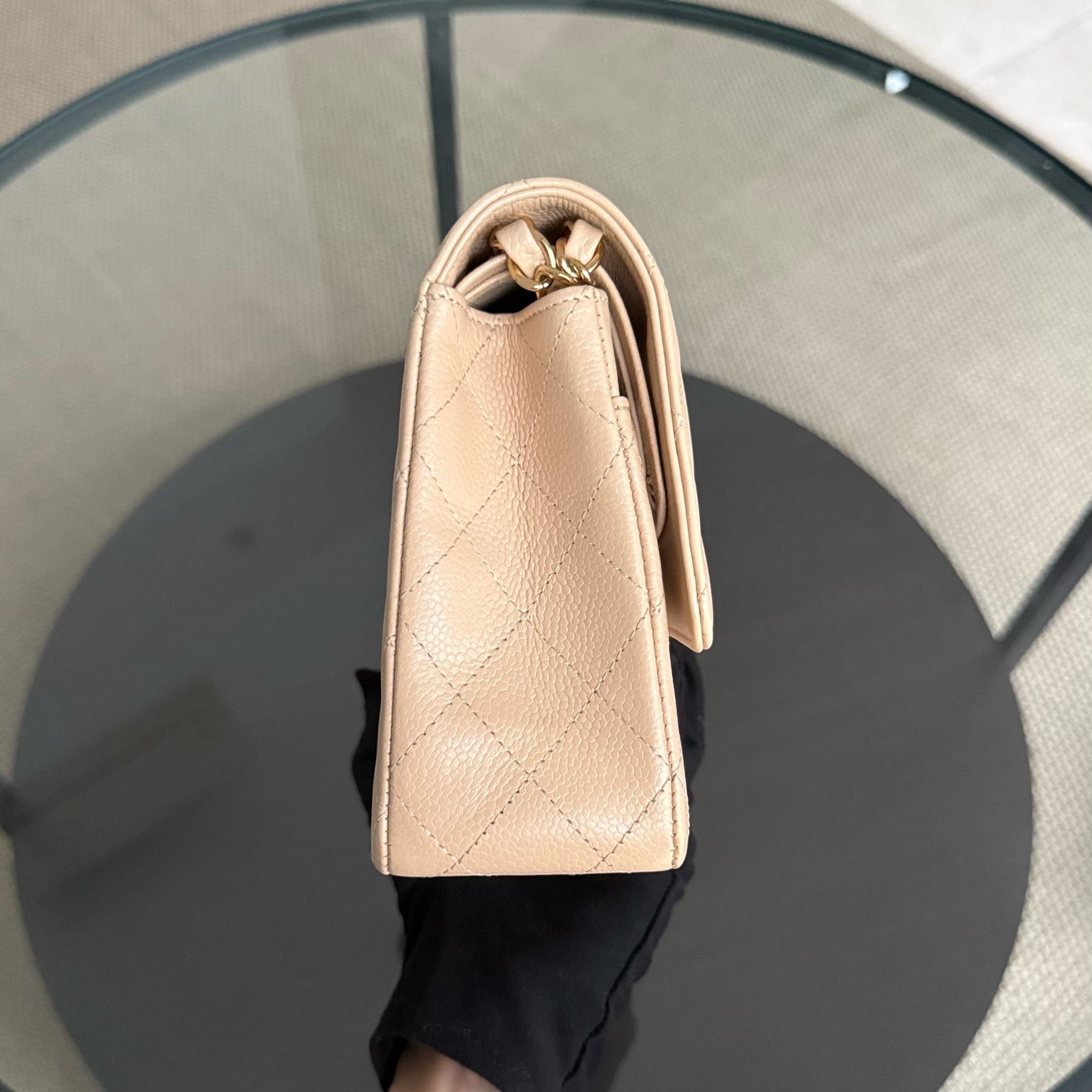 Chanel Classic Flap Medium - Caviar 25CM Quilted Beige Gold Hardware Series 15