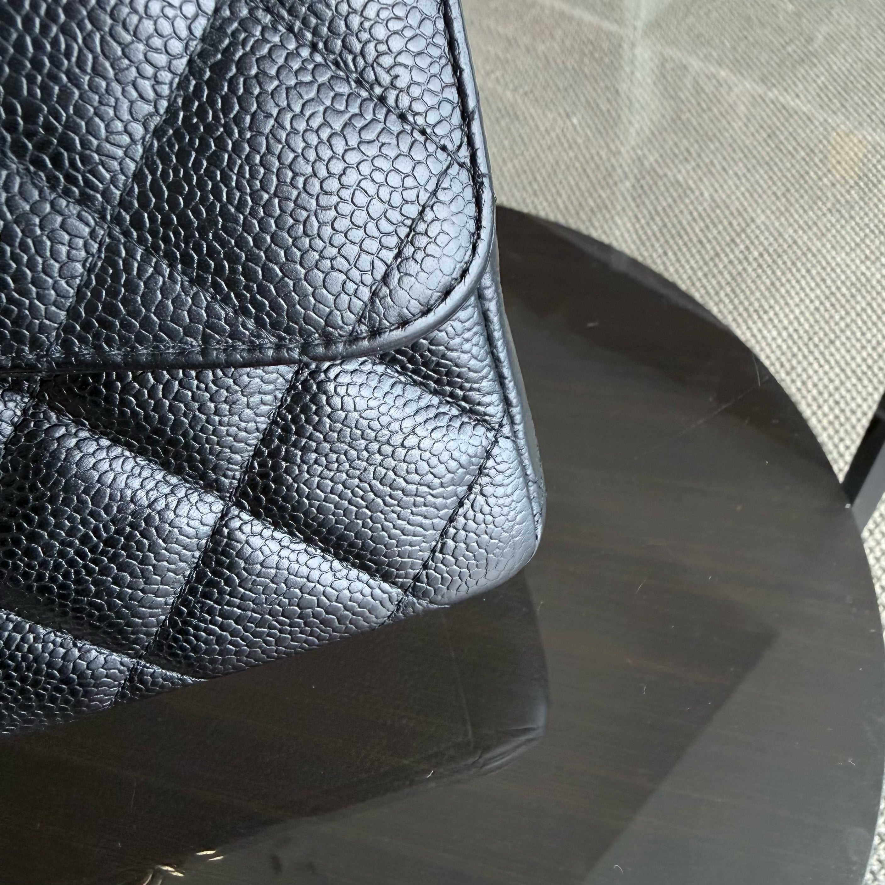 Chanel Classic Flap Maxi - Caviar 33CM Single Flap Black Gold Hardware Series 13