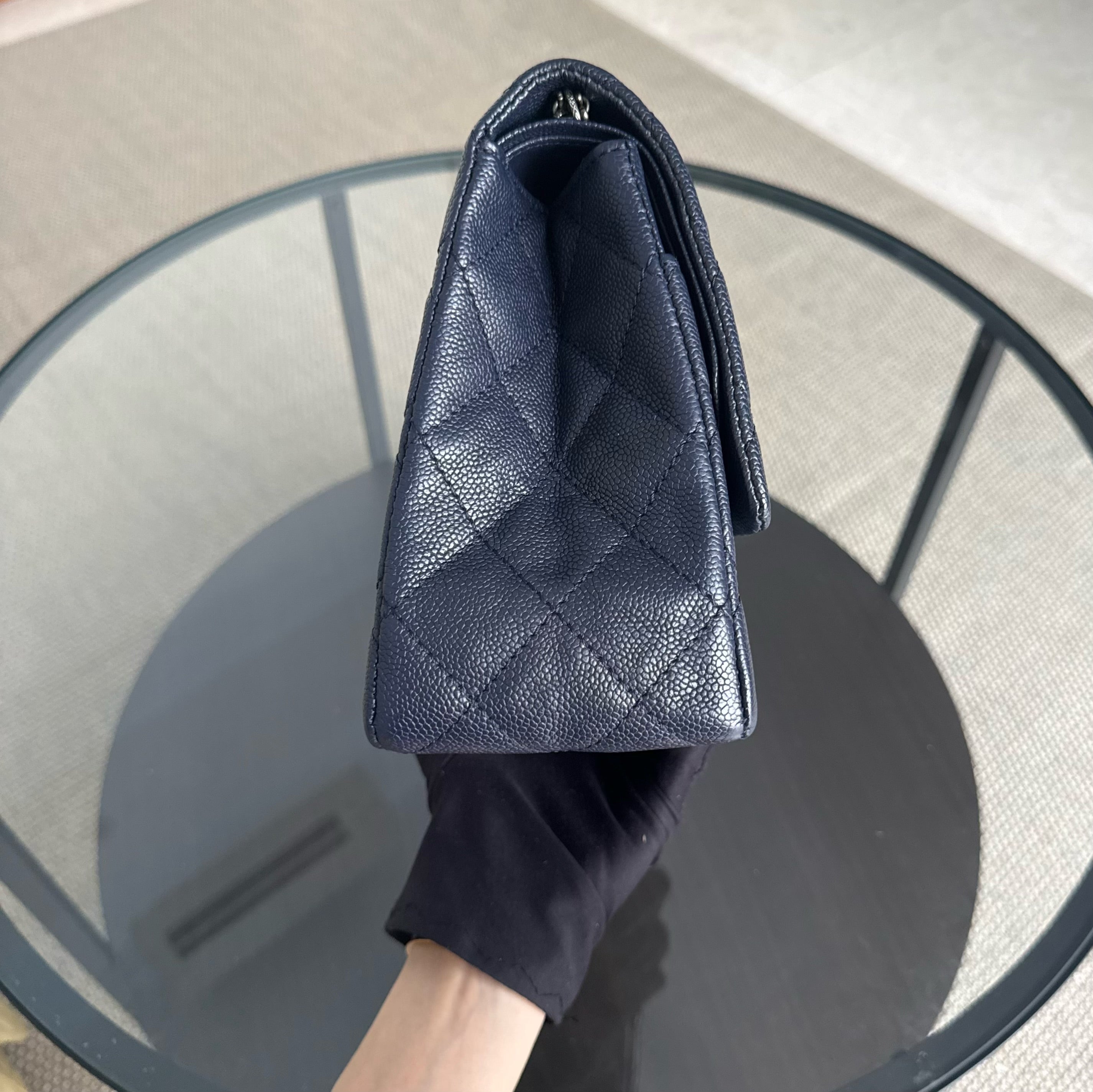 Chanel 2.55 Reissue 227 - Caviar Quilted Dark Blue Ruthenium Silver Hardware Series 14