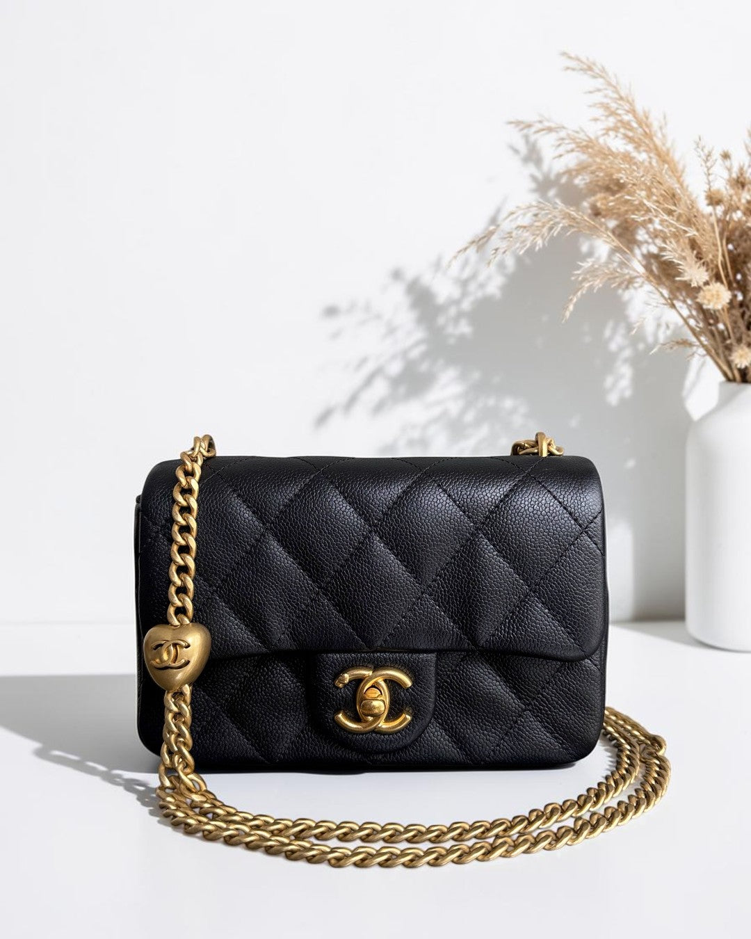 Chanel Flap Mini Sweetheart 23P Adjustable Chain - Caviar Quilted Black Gold Hardware Microchip