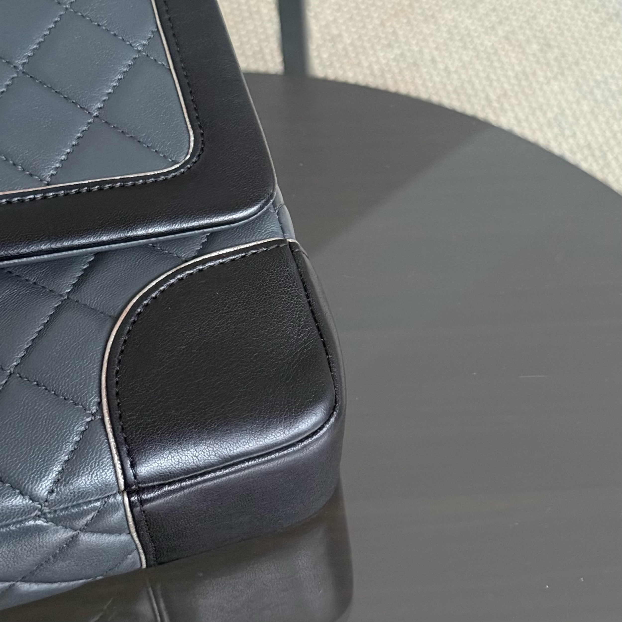 Chanel Flap Medium - Calfskin 25CM Quilted Dark Gray Ruthenium Silver Hardware Series 21