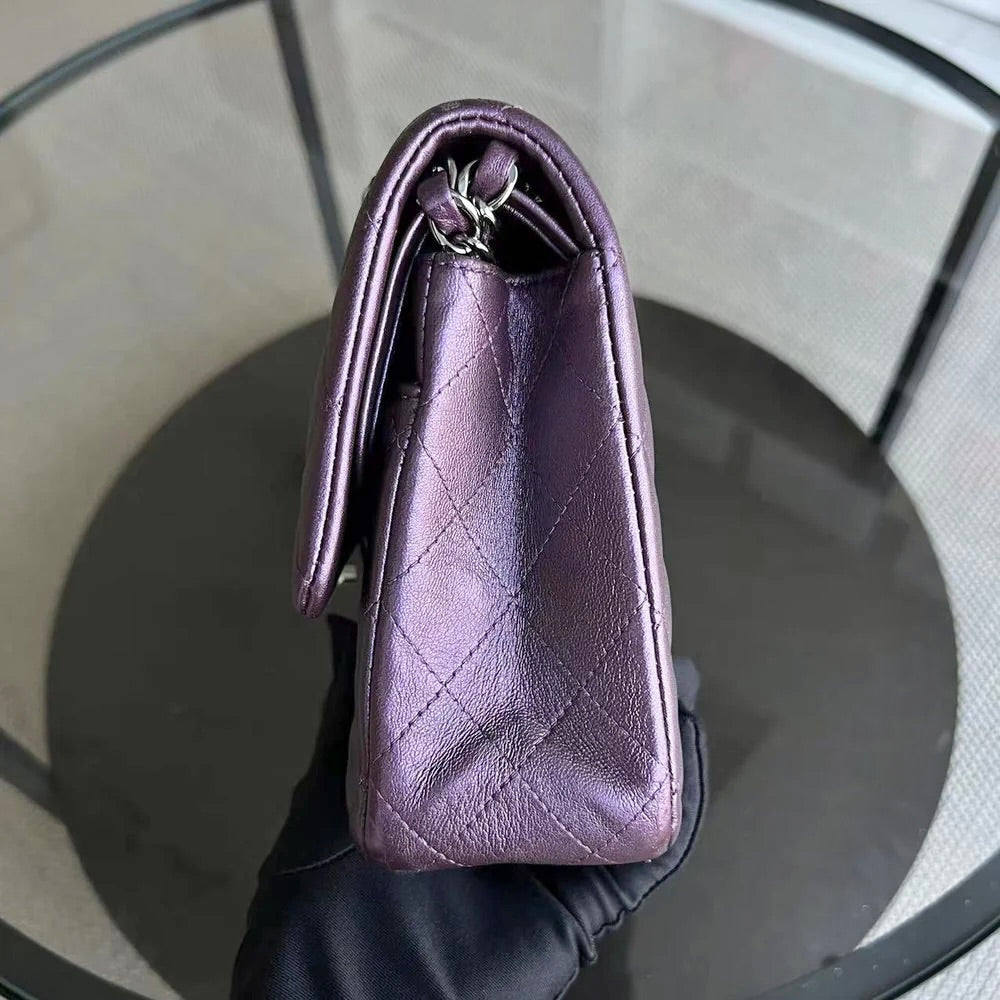 Classic Flap Quilted Lambskin Purple Silver Hardware Series 24