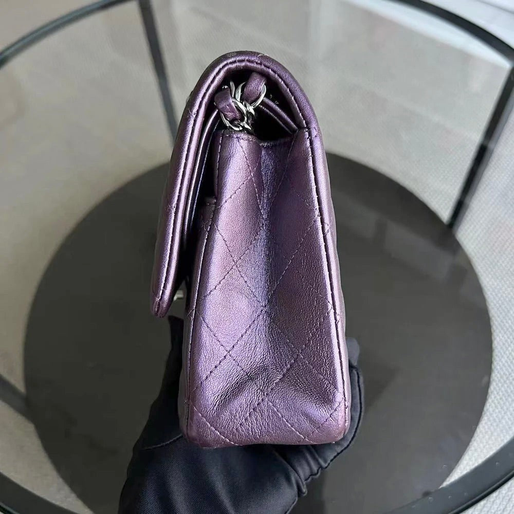 Chanel Classic Flap Quilted Lambskin Purple Silver Hardware Series 24