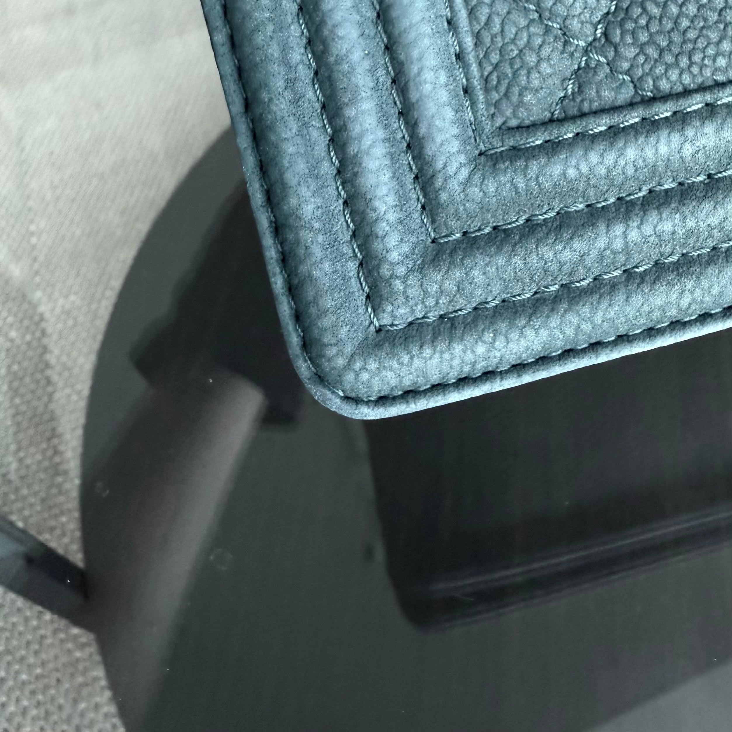 Chanel Boy Large - 30CM Quilted Caviar Black Silver Hardware Series 18