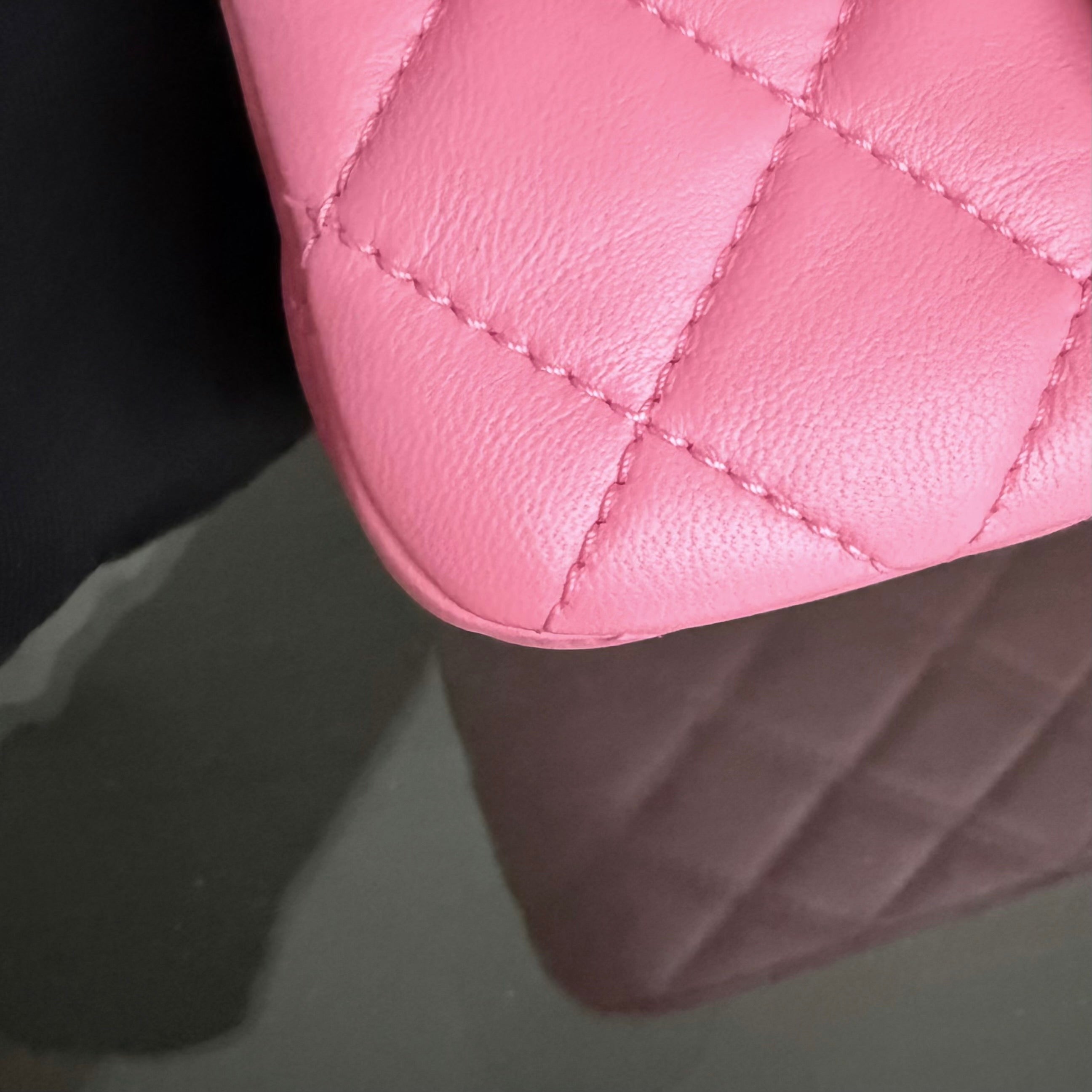 Chanel Classic Flap Mini Square- 17CM Pearl Crush Quilted Lambskin Pink Gold Hardware Series 30