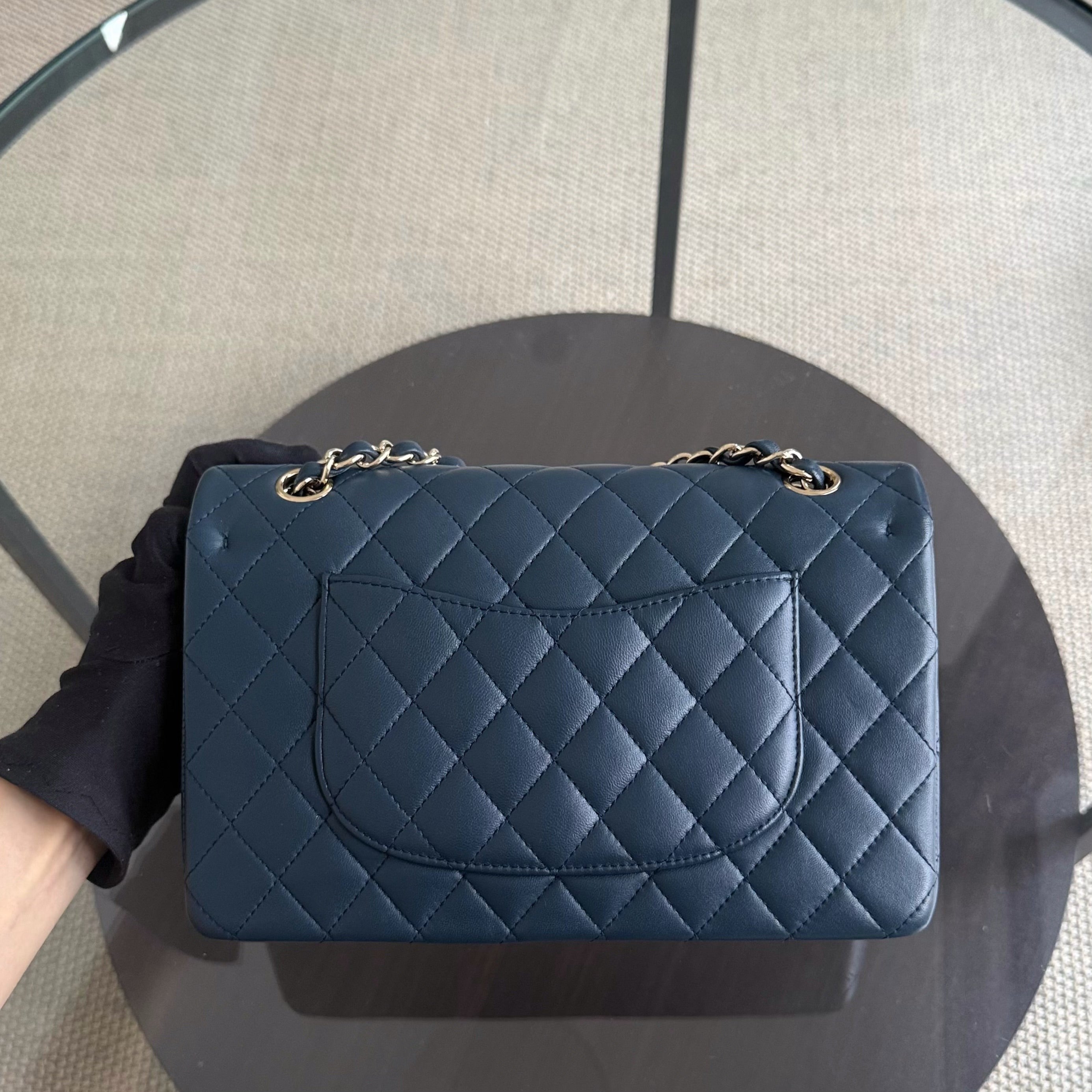 Chanel Classic Flap Medium - 25CM Quilted Lambskin Blue Gold Hardware Series 23