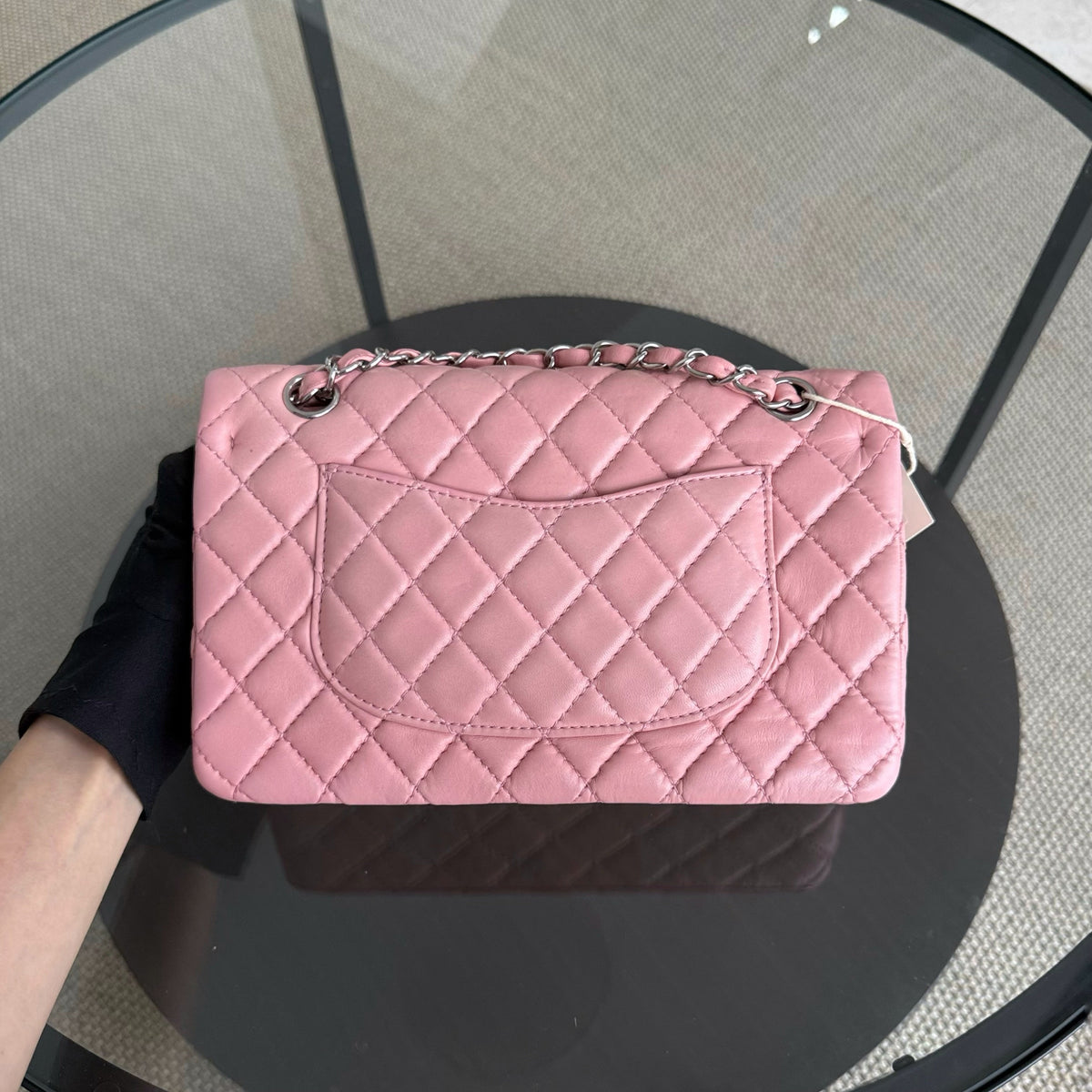 Chanel Classic Flap Medium - 25CM Quilted Lambskin Light Pink Silver Hardware Series 12