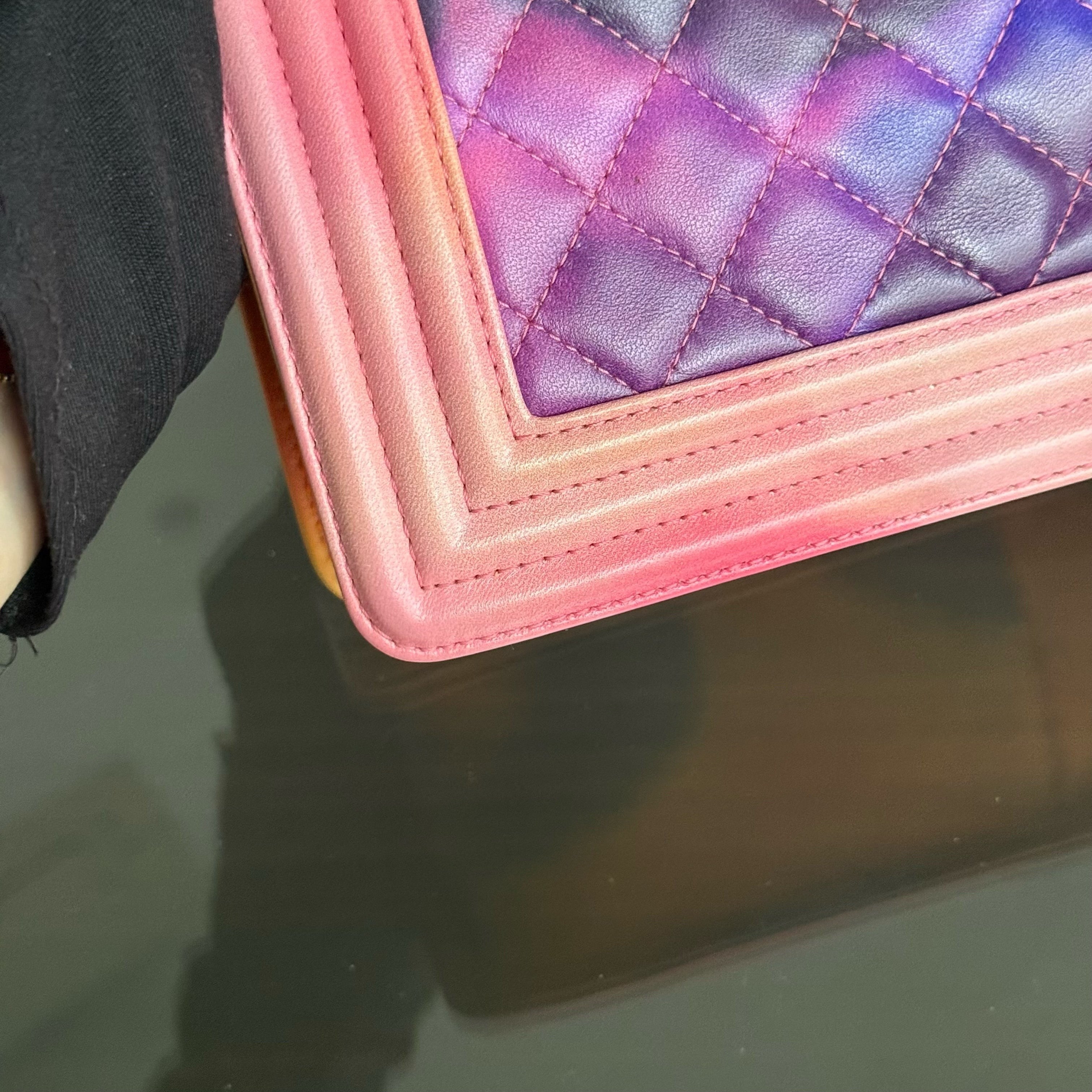 Chanel Boy Medium - 25CM Flower Power Quilted Lambskin Limited Edition Silver Hardware Series 20