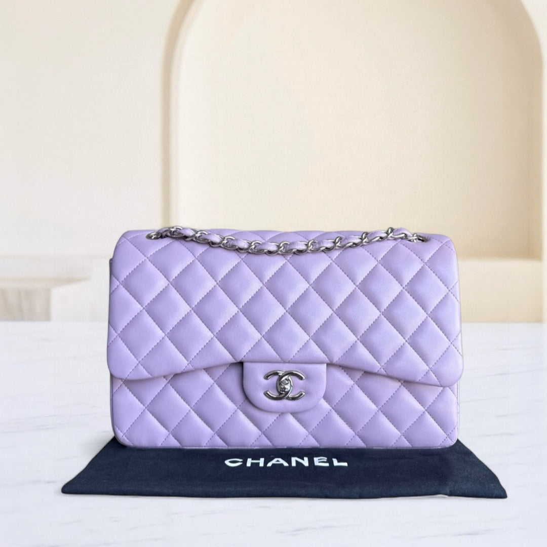 Chanel Classic Flap Jumbo - Double Flap 30CM Quilted Lambskin Light Violet Hardware Series 16