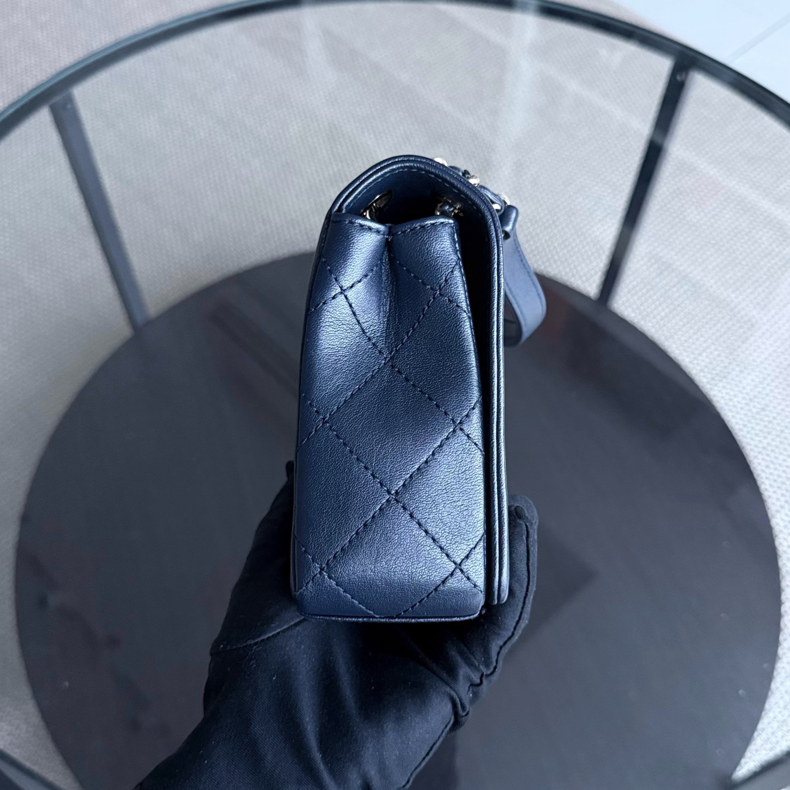 Chanel Mademoiselle Seasonal Flap - Cannage Calfskin Blue Gold Hardware Series 21