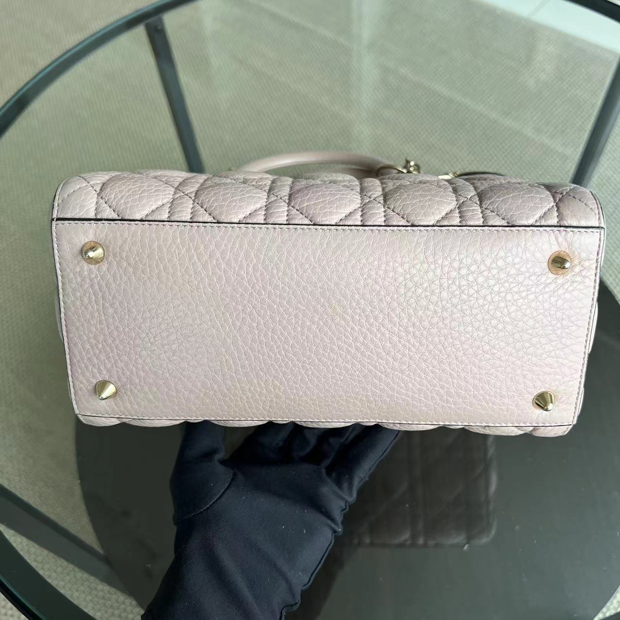 *Flap, Full Set, Receipt* Lady Medium Grained Calfskin Nude Pink Blush Golden Hardware Flap Opening