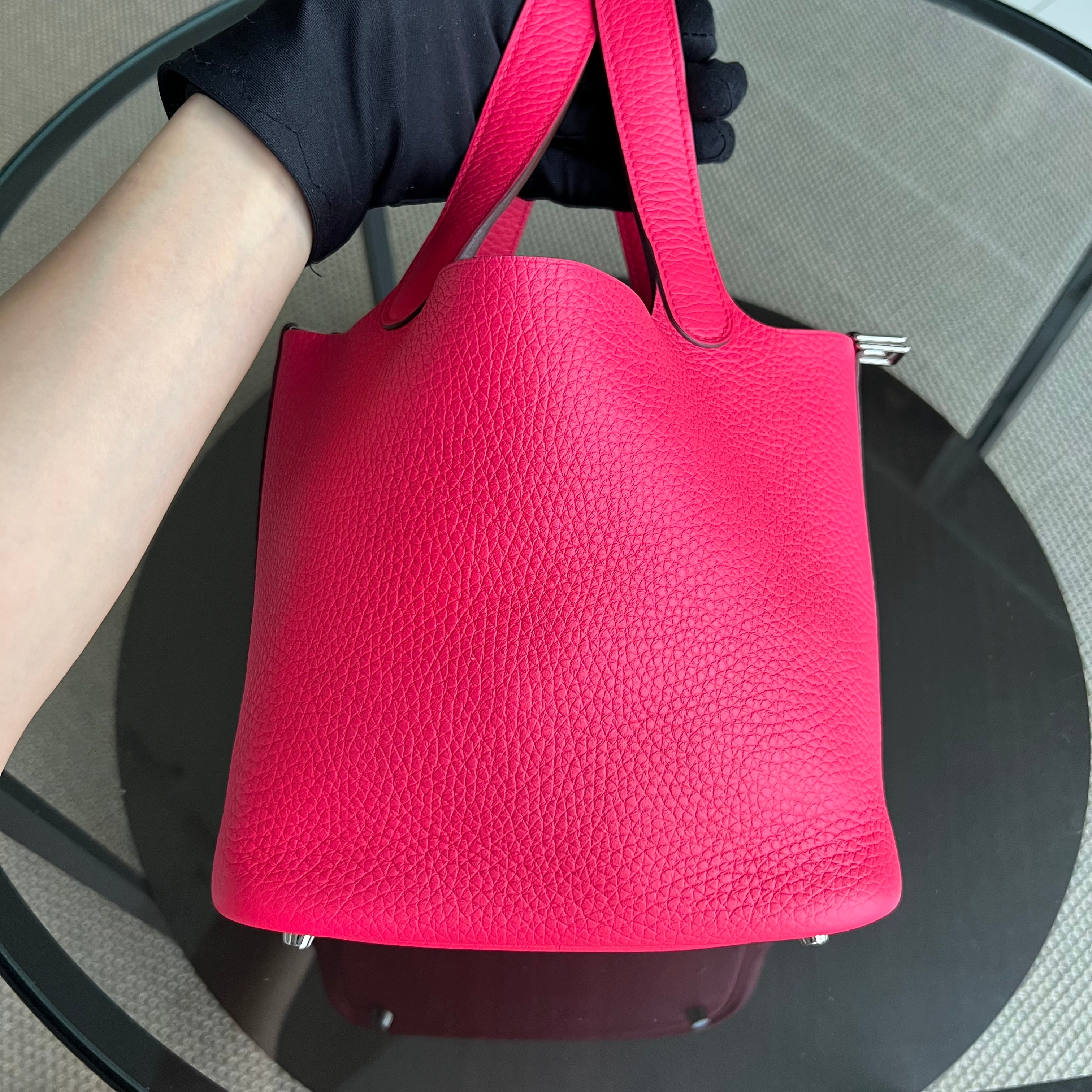 Hermes Picotin 18 Taurillon Clemence TC Leather Hot Pink Silver Hardware