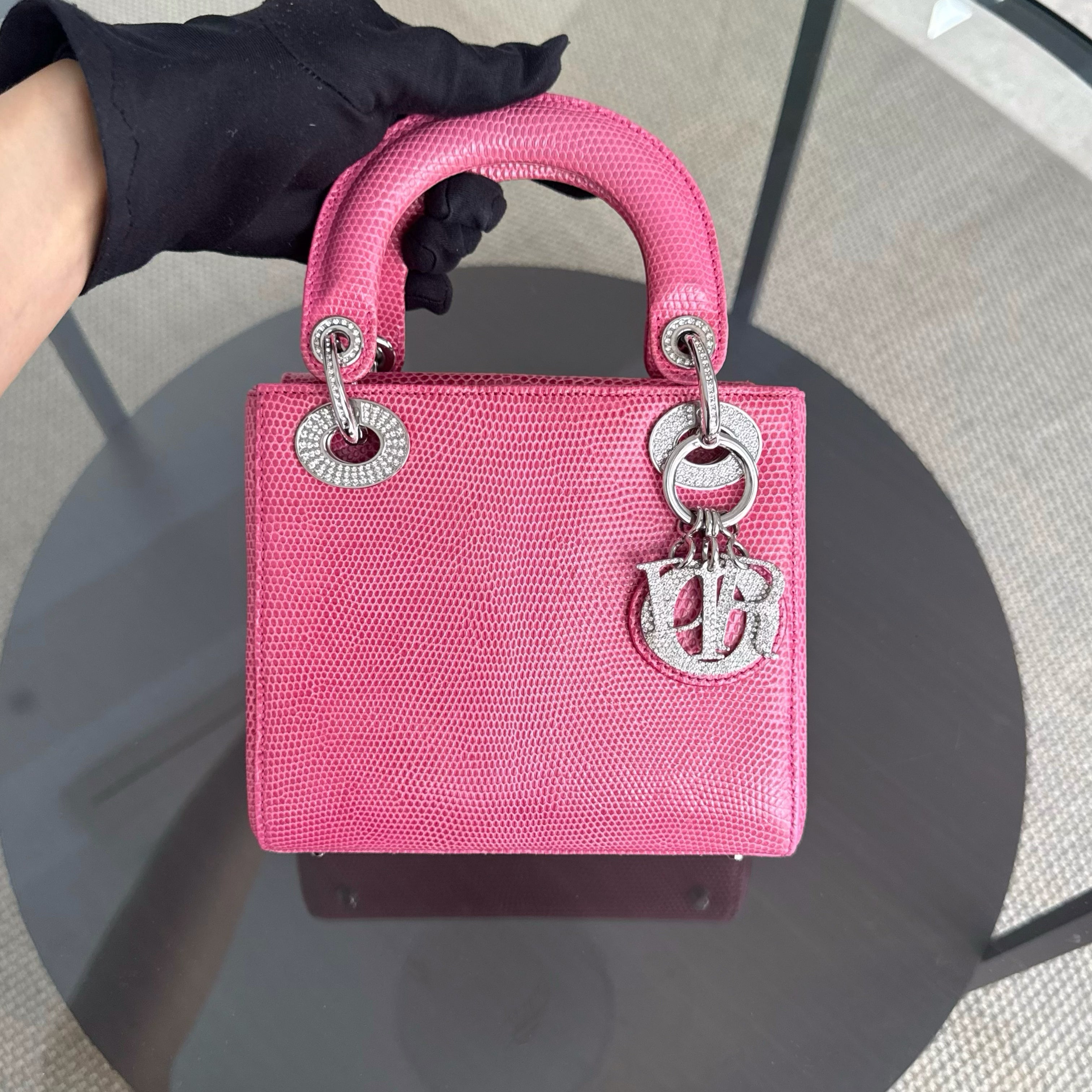 Dior Lady Mini - Exotic Lizard Limited Edition Swarovski Crystal Silver Hardware