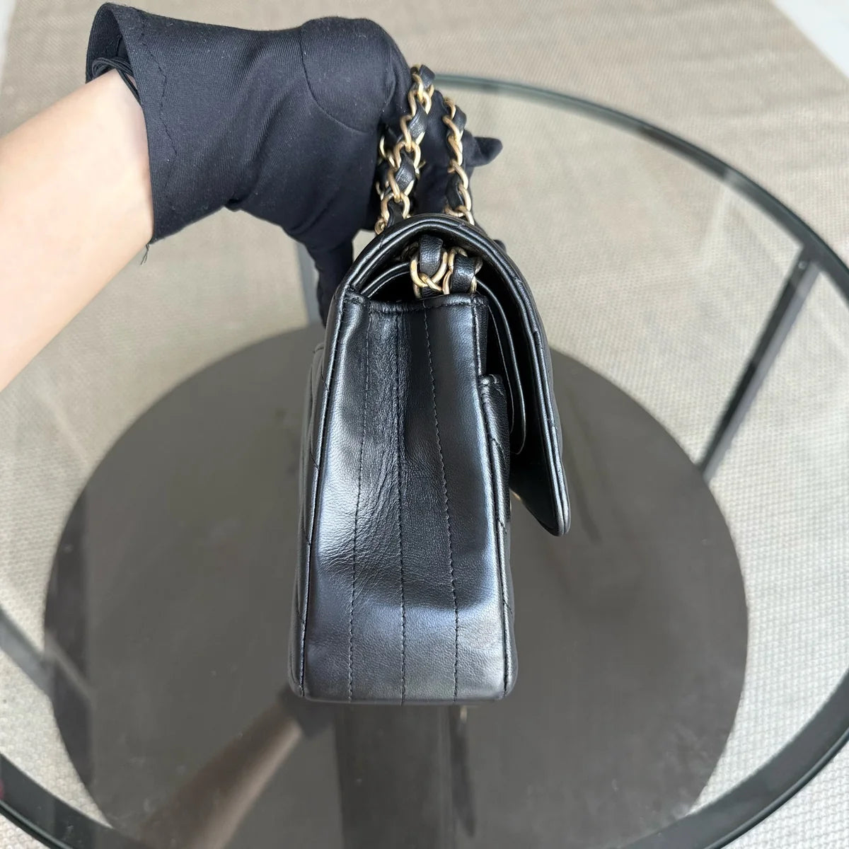 Chanel Classic Flap Medium - 25CM Chevron Lambskin Black Gold Hardware Series 27