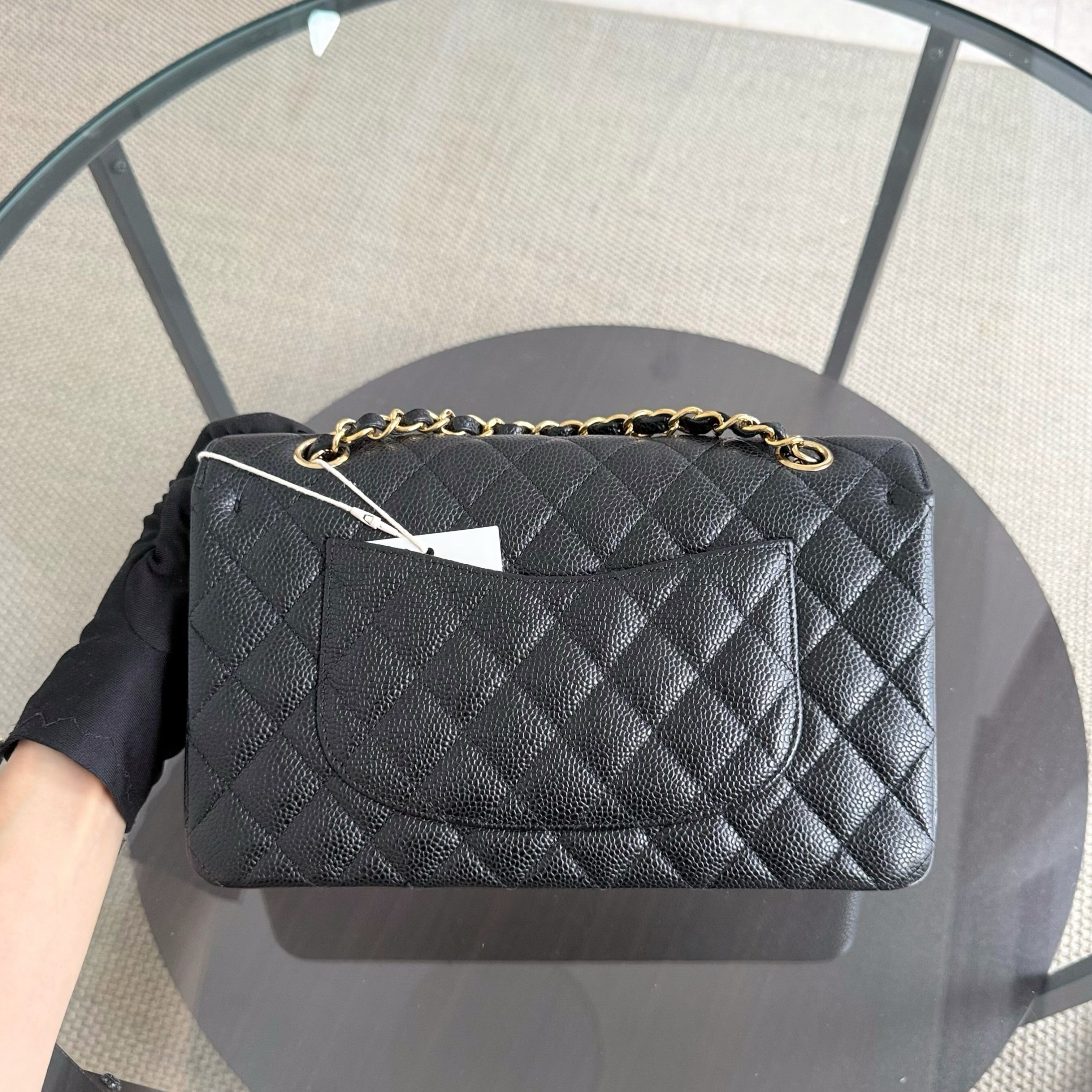 Chanel Classic Flap Medium - 25CM Quilted Caviar Black Gold Hardware Series 19