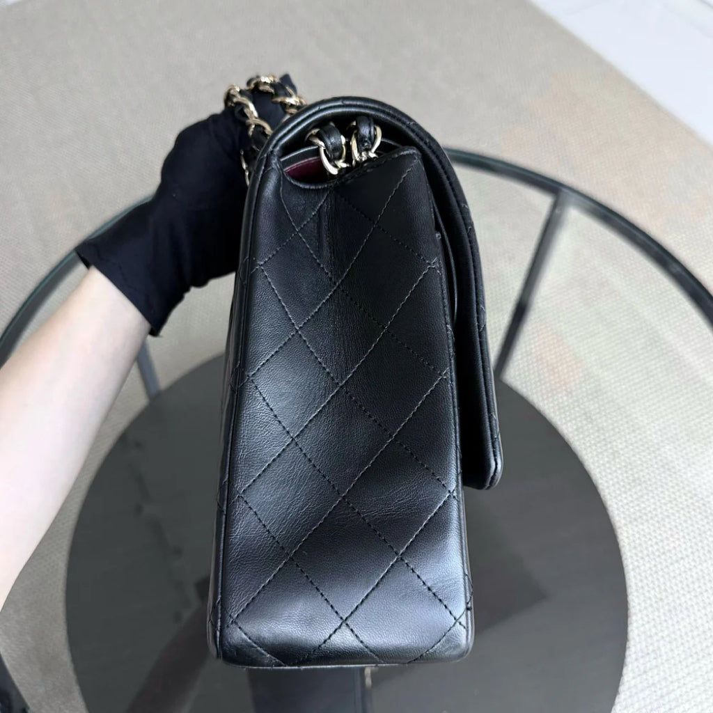 Chanel Classic Flap Maxi - Double Flap Quilted Lambskin Black Gold Hardware Series 15
