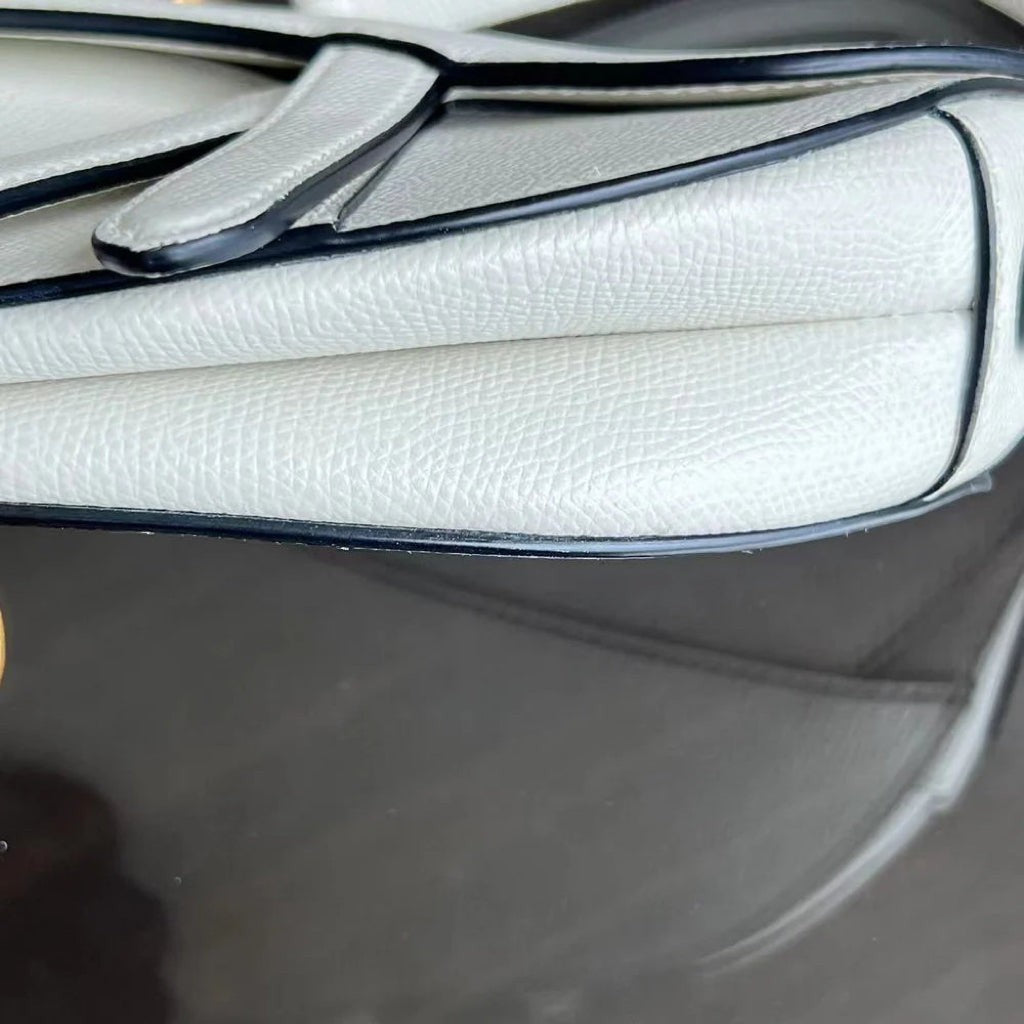 *With Strap, Caviar* Dior Saddle Small 21CM Caviar White GHW