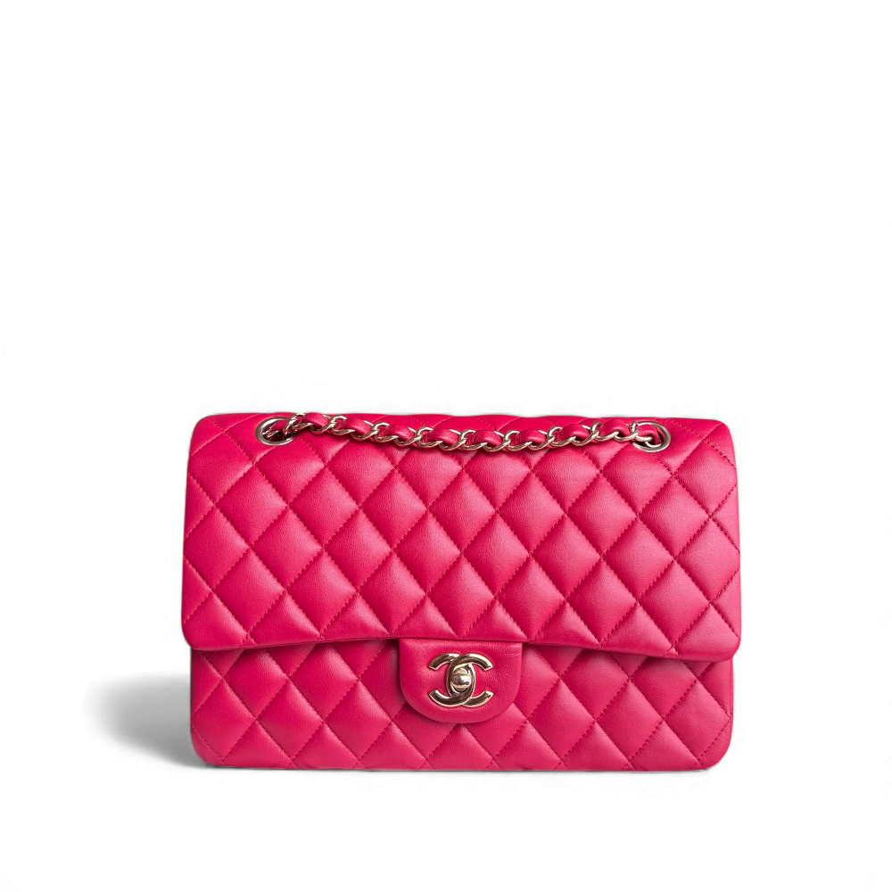 Chanel Classic Flap Medium - Quilted Lambskin 25CM Red Gold Hardware Series 21
