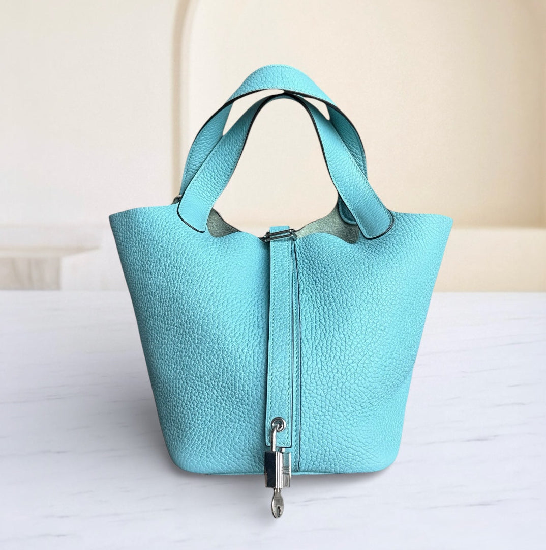 Hermes Picotin Lock 18 - TC Taurillion Clemence Lagon Palladium Hardware Stamp A