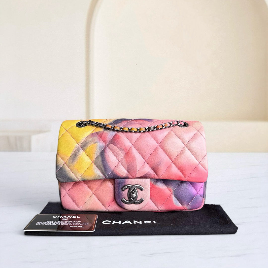 Chanel Classic Flap Small - Flower Power Quilted Lambskin Limited Edition Black Hardware Series 21