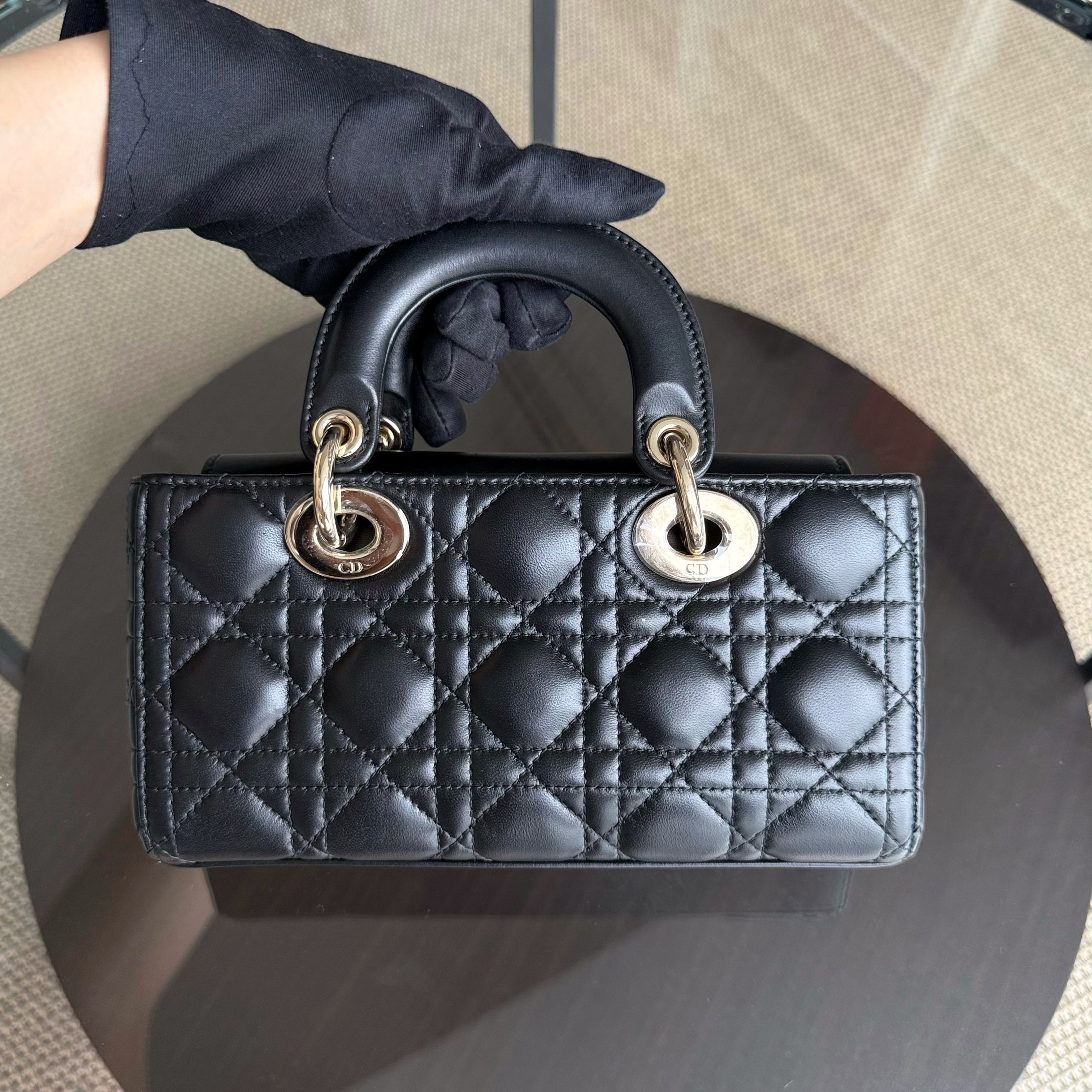 Dior D-Joy Small Lady - Cannage Lambskin Black Gold Hardware
