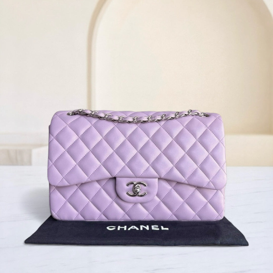 Chanel Classic Flap Jumbo - Double Flap 30CM Quilted Lambskin Light Violet Hardware Series 16