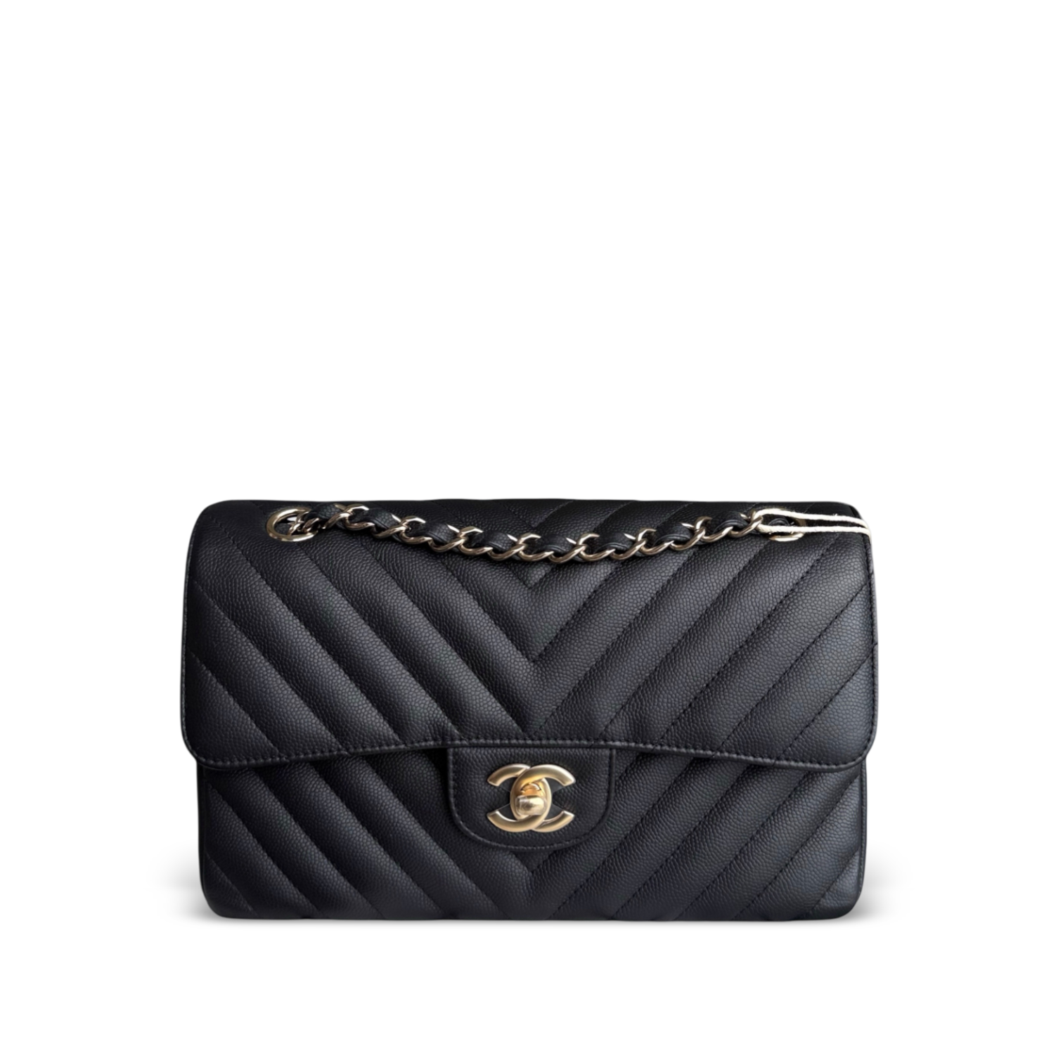 Chanel Classic Flap Small - Caviar 23CM Chevron Black Gold Hardware Series 27