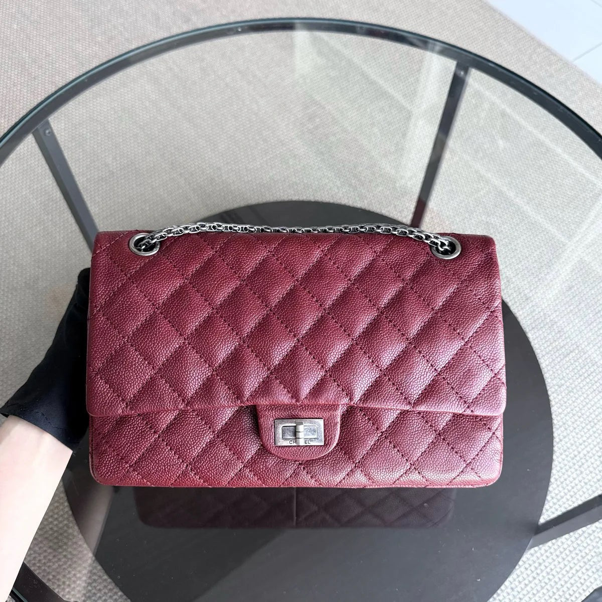 Chanel 2.55 Reissue 226 - Caviar Quilted Burgundy Ruthenium Silver Hardware Series 14