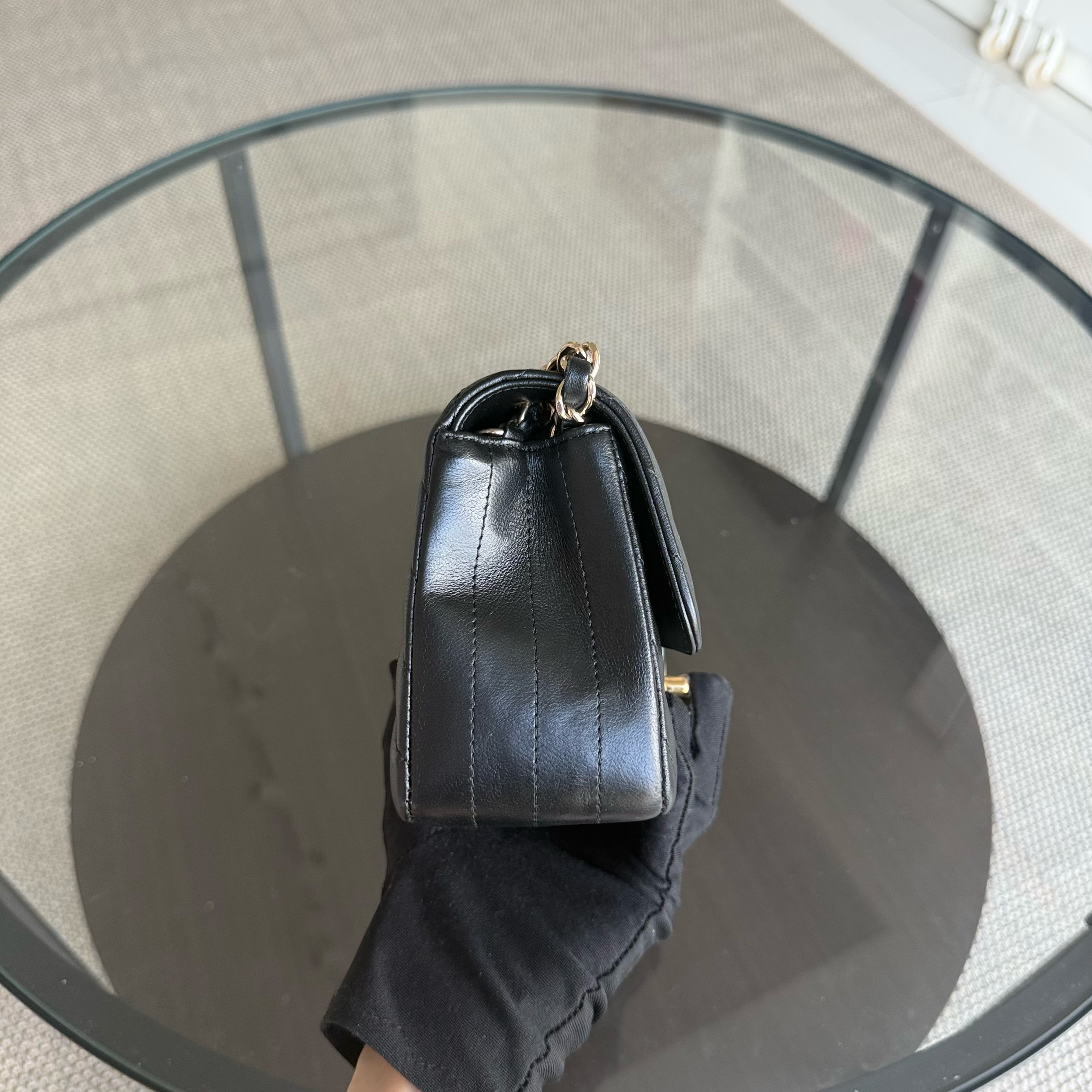 Chanel Classic Flap Mini - Chevron Lambskin Black Gold Hardware Series 26
