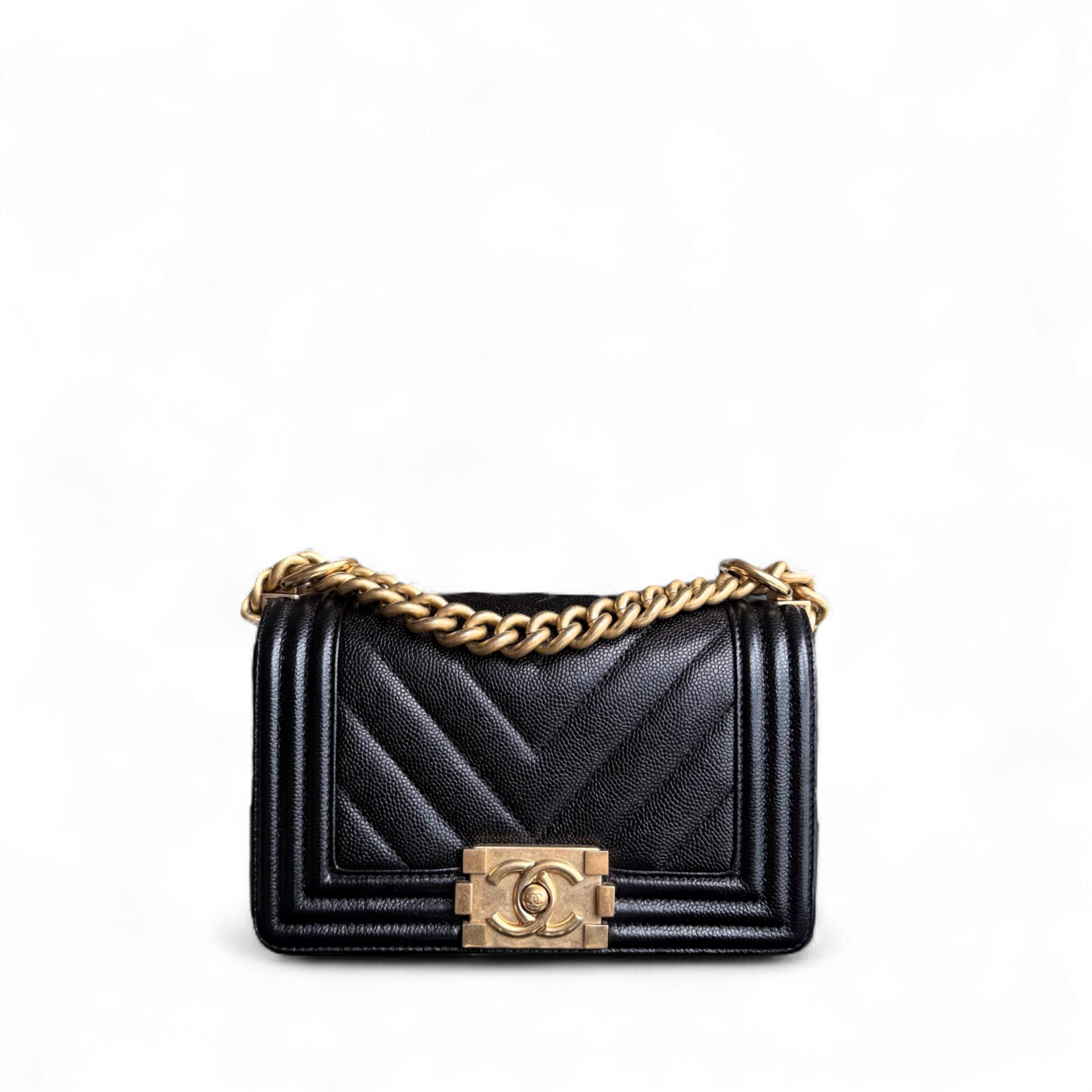Chanel Boy Small - Caviar 20CM Quilted Black Gold Hardware Series 24