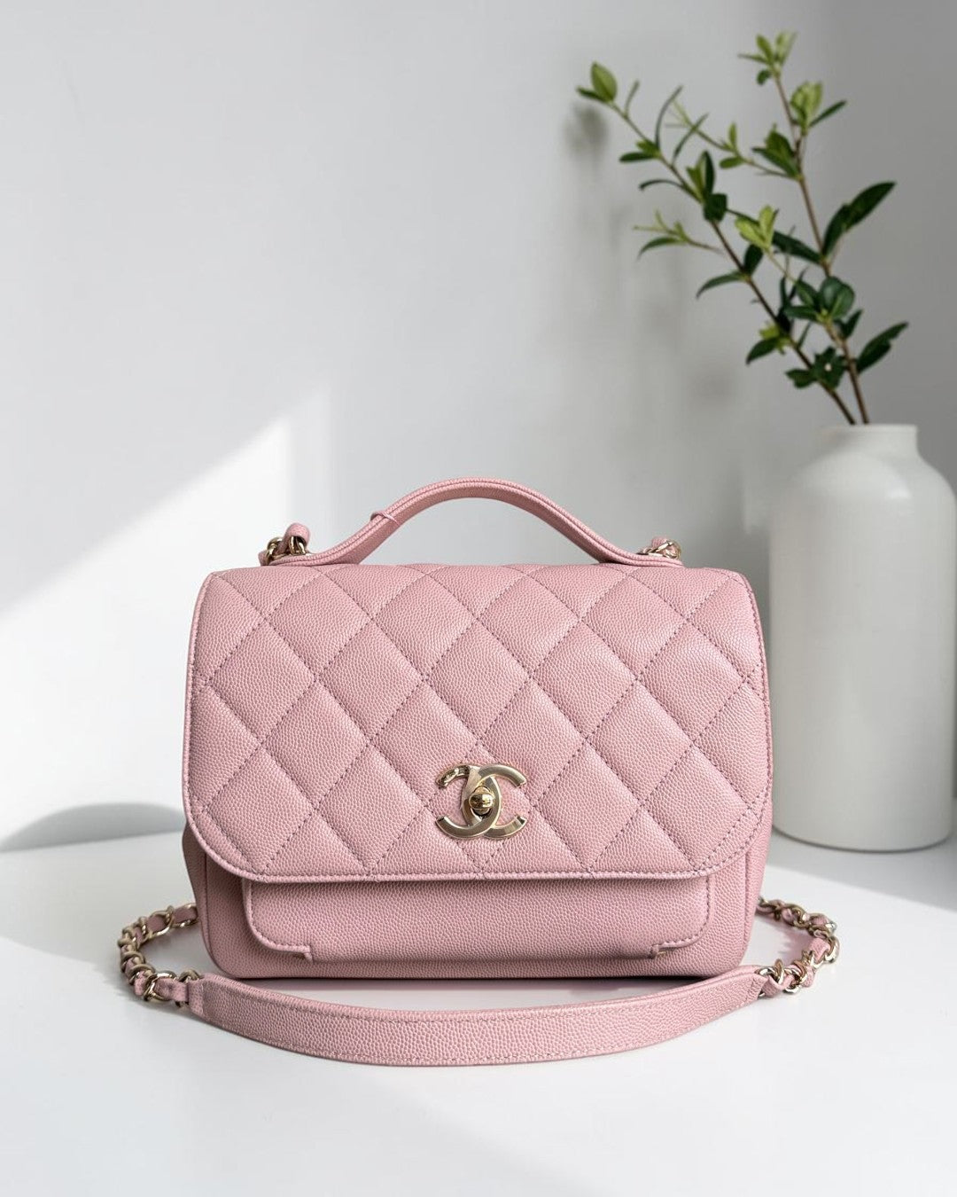 Chanel Business Affinity - Medium 23CM Caviar Quilted Sakura Light Pink Gold Hardware Series 25