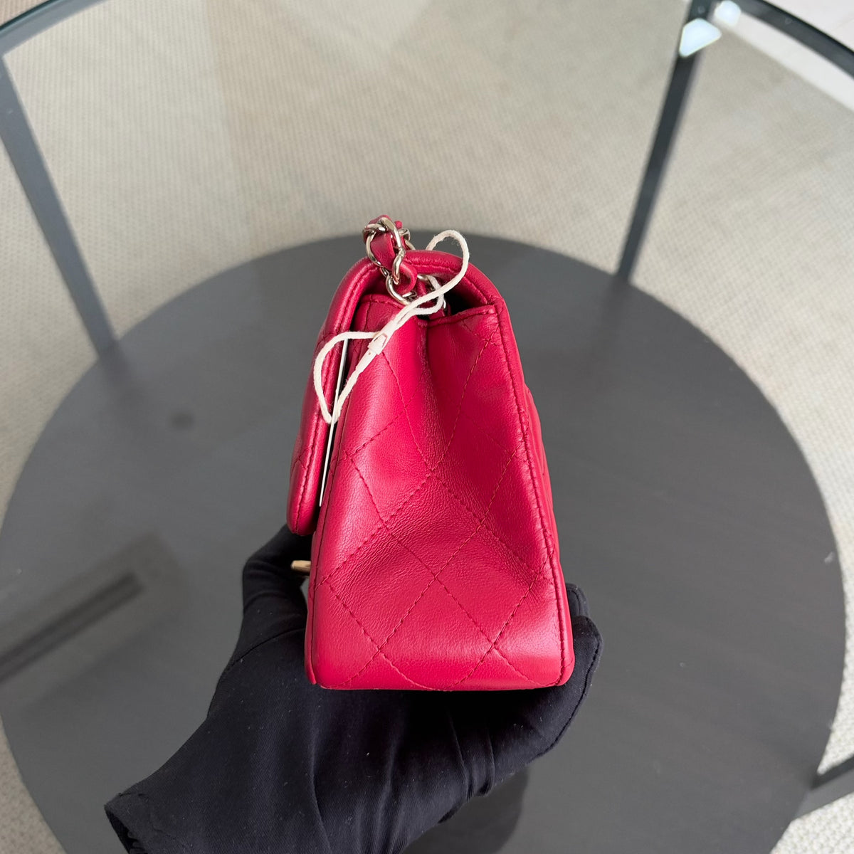 Chanel Classic Flap Mini Square - 17CM Quilted Lambskin Red Gold Hardware Series 23