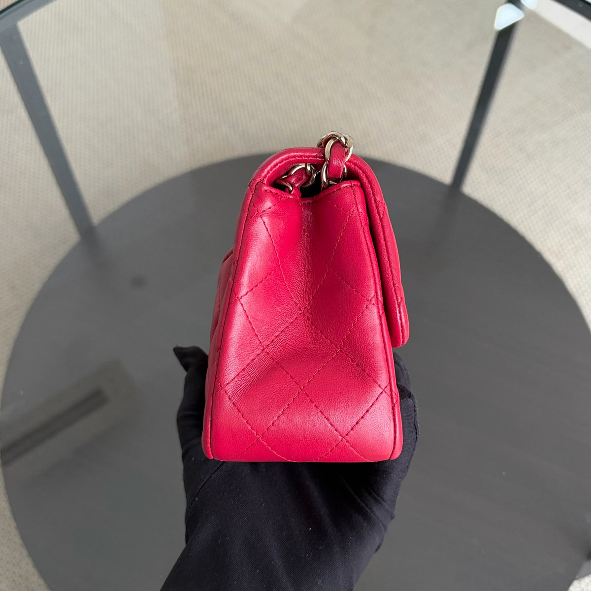 Chanel Classic Flap Mini Square - 17CM Quilted Lambskin Red Gold Hardware Series 23