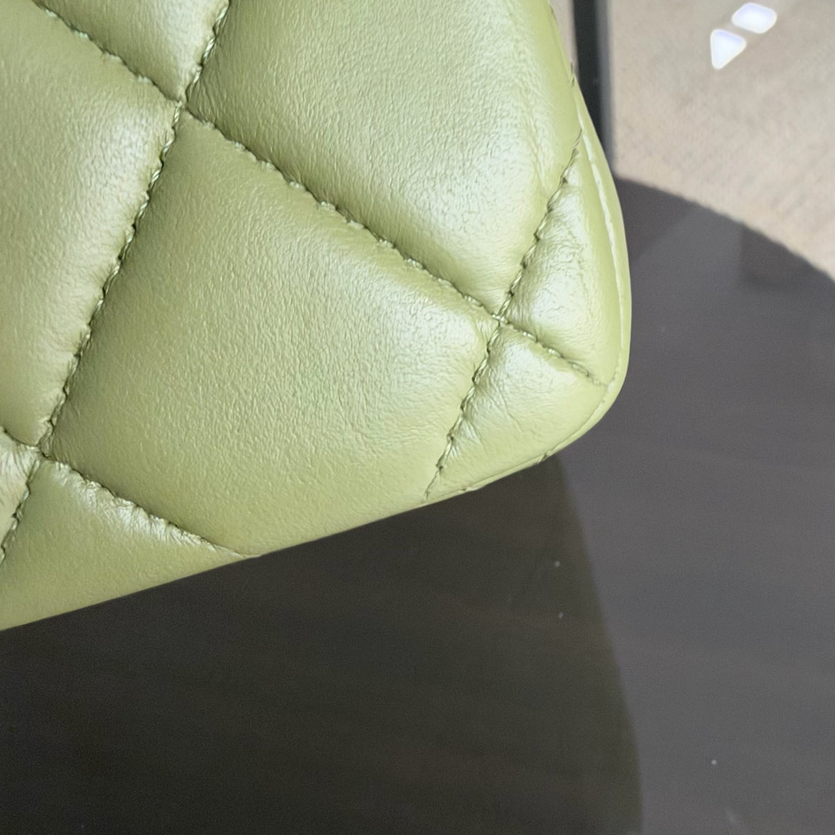 Chanel Classic Flap Jumbo - Double Flap 30CM Quilted Lambskin Olive Green Ruthennium Silver Hardware Series 20