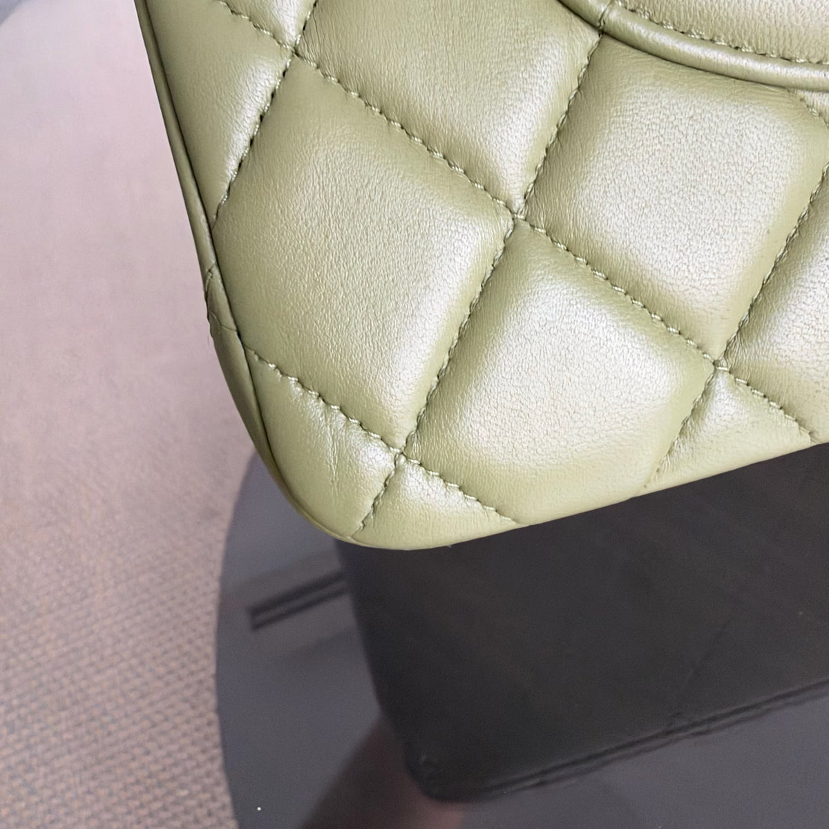 Chanel Classic Flap Jumbo - Double Flap 30CM Quilted Lambskin Olive Green Ruthennium Silver Hardware Series 20