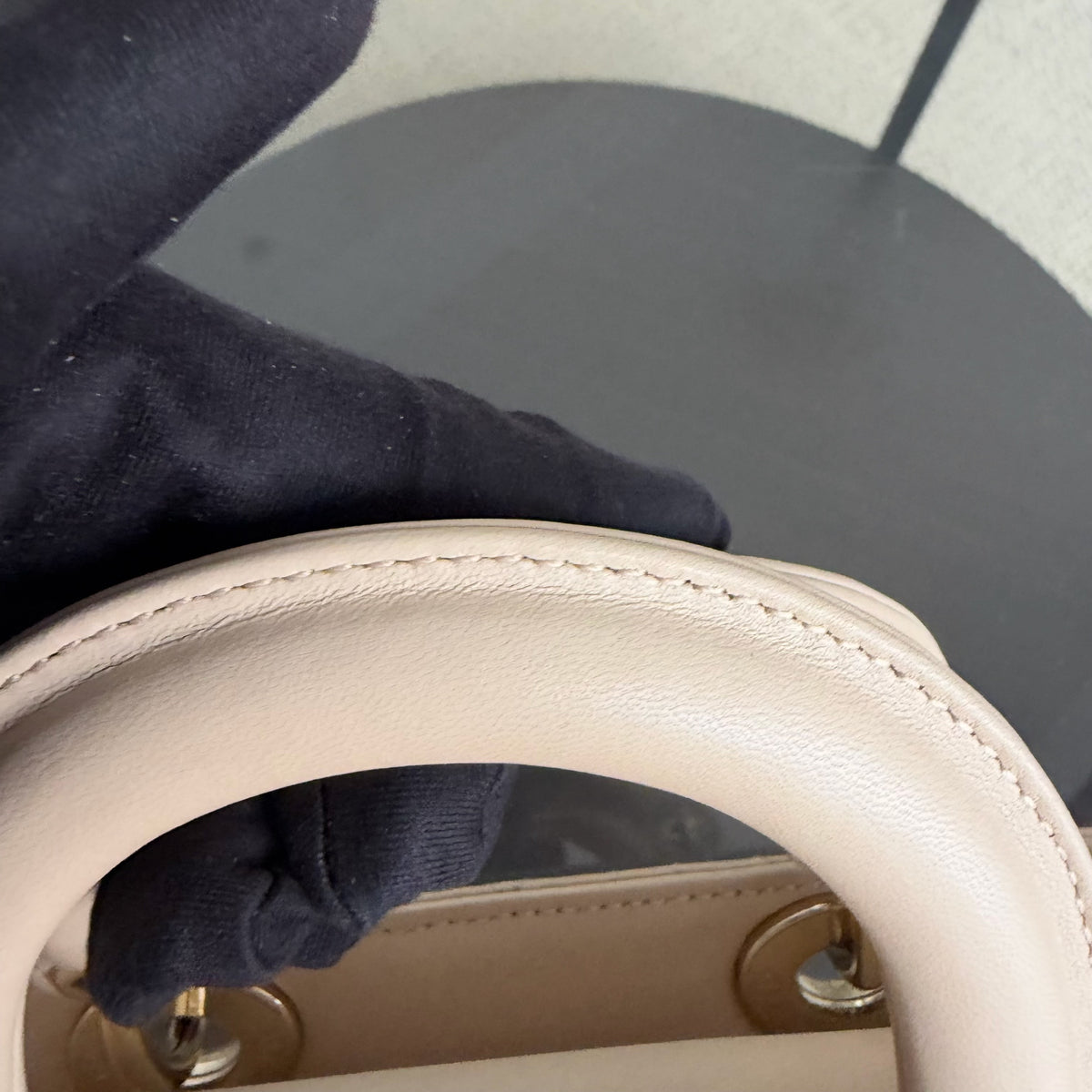Dior D-joy Medium - Cannage Lambskin Beige Gold Hardware