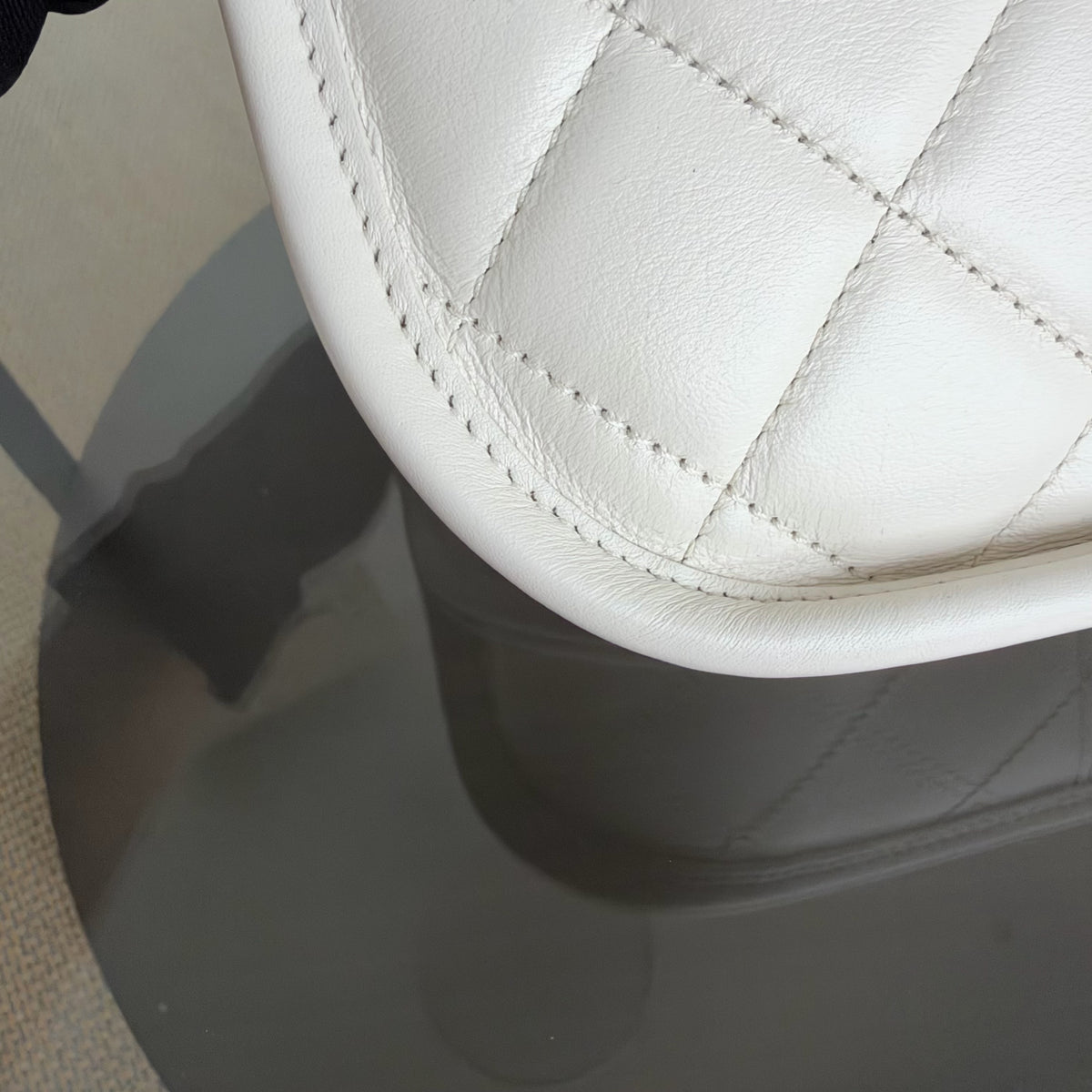 Chanel CC Quilted Hobo White Calfskin Microchip