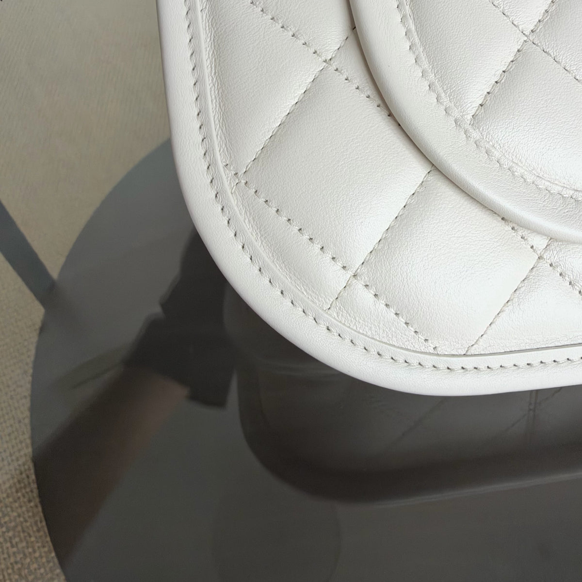 Chanel CC Quilted Hobo White Calfskin Microchip