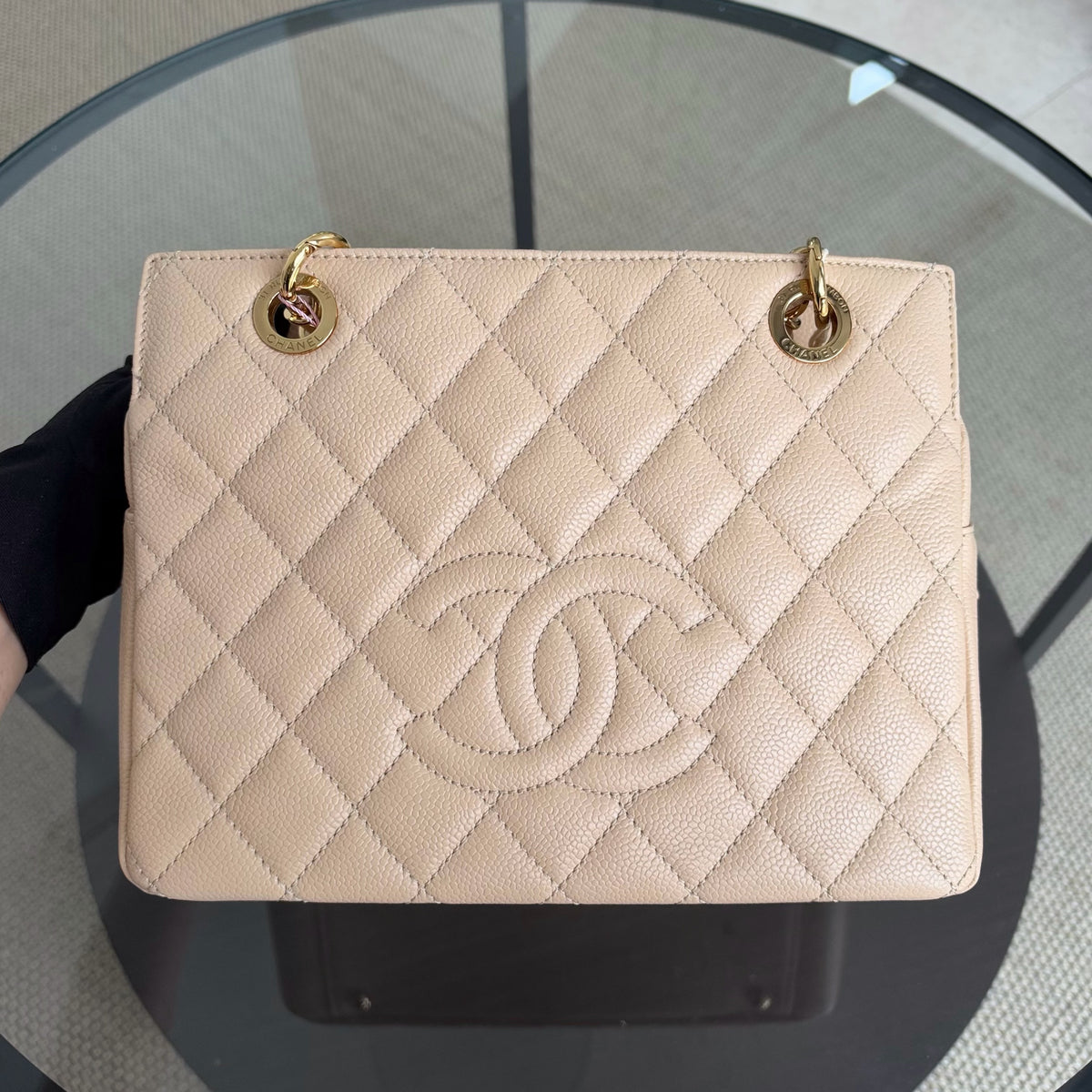 Chanel Petite Timeless Tote - PTT Caviar Quilted Biege Gold Hardware Series 15