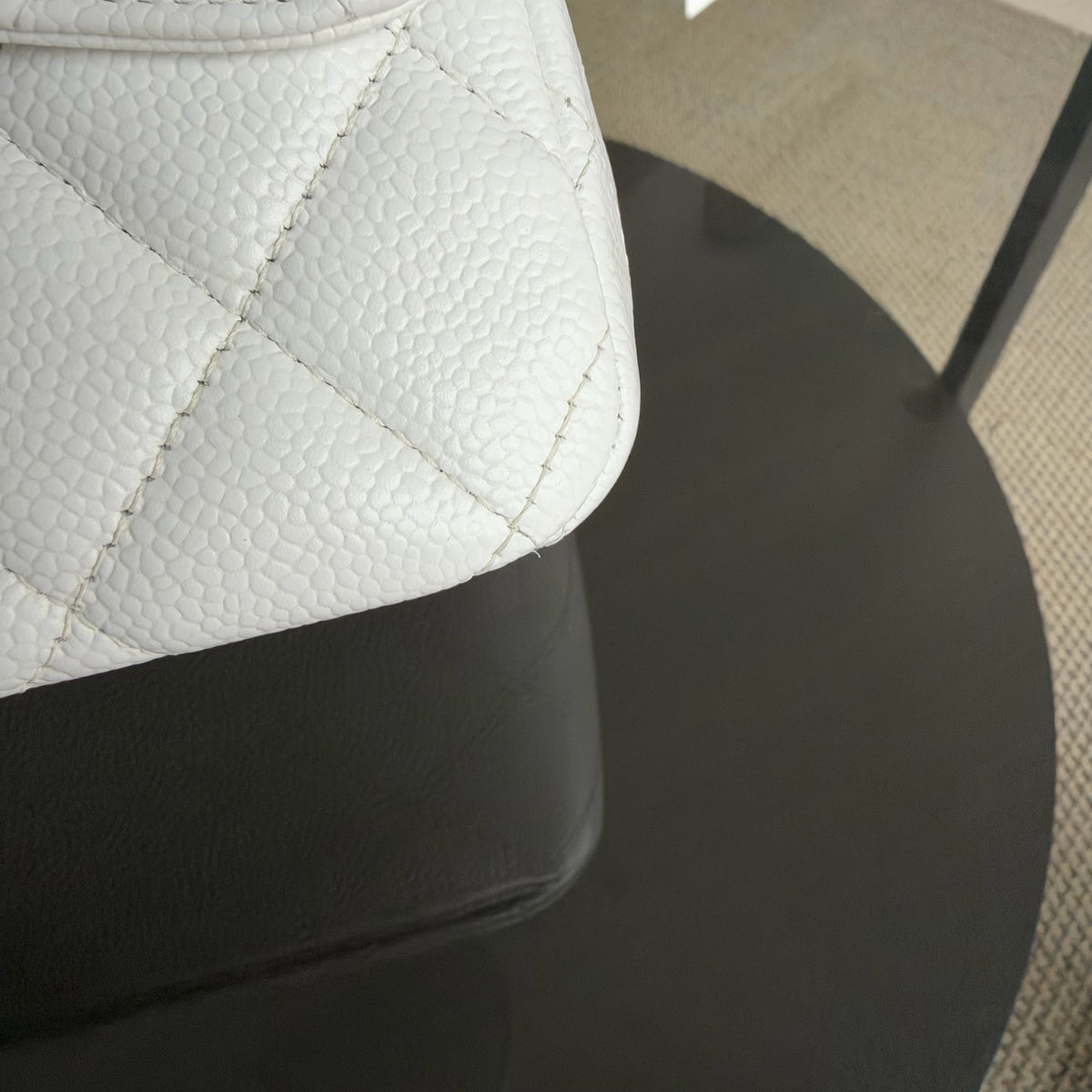 Chanel Classic Flap Jumbo - Caviar 30CM Single Flap Quilted White Silver Hardware