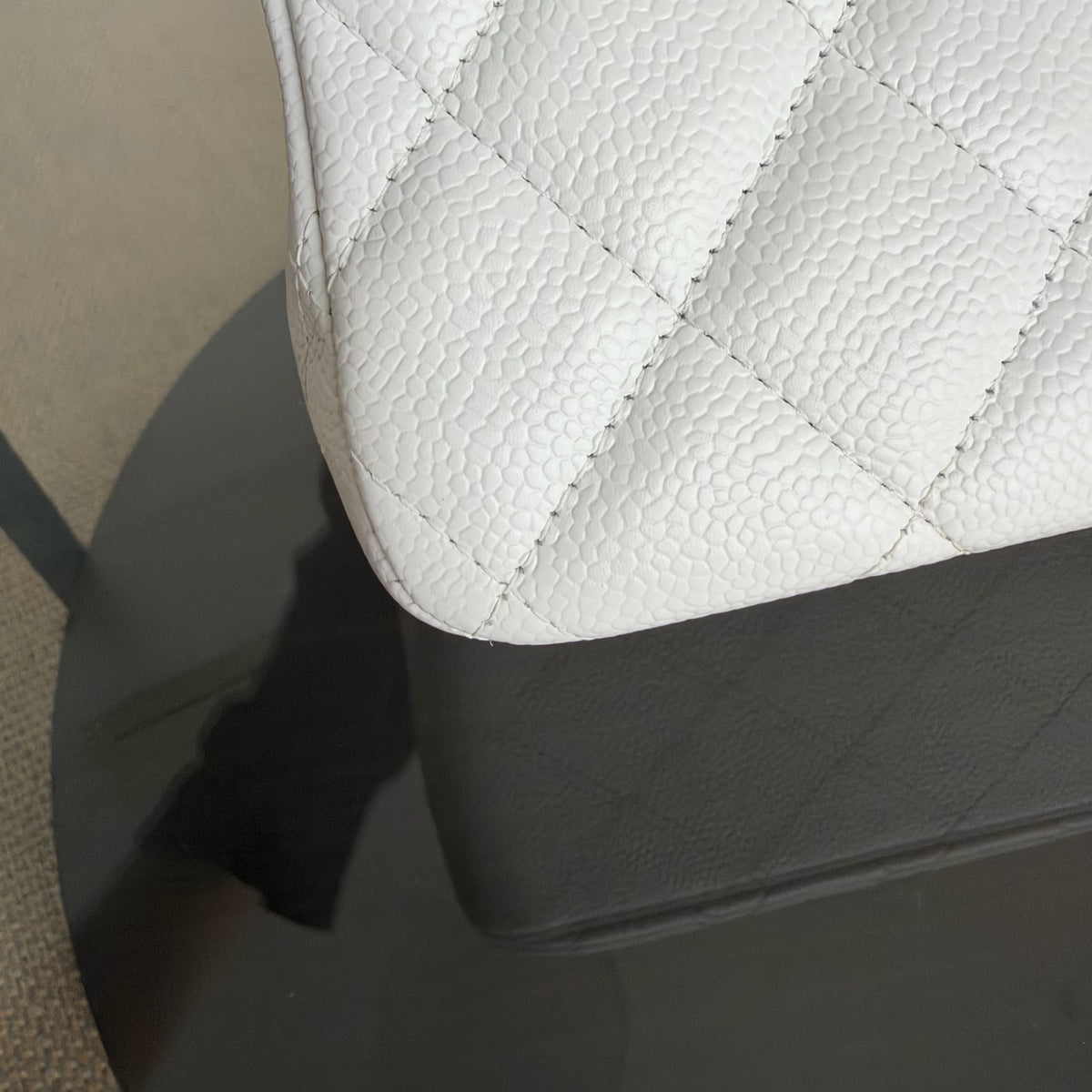 Chanel Classic Flap Jumbo - Caviar 30CM Single Flap Quilted White Silver Hardware
