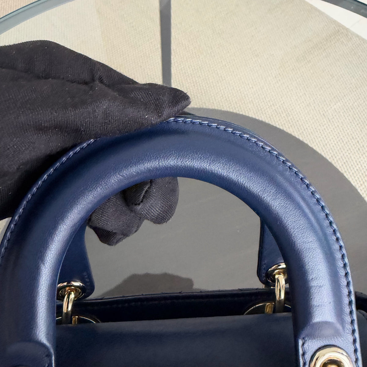 Dior Lady Small - Cannage Lambskin Dark Blue Gold Hardware