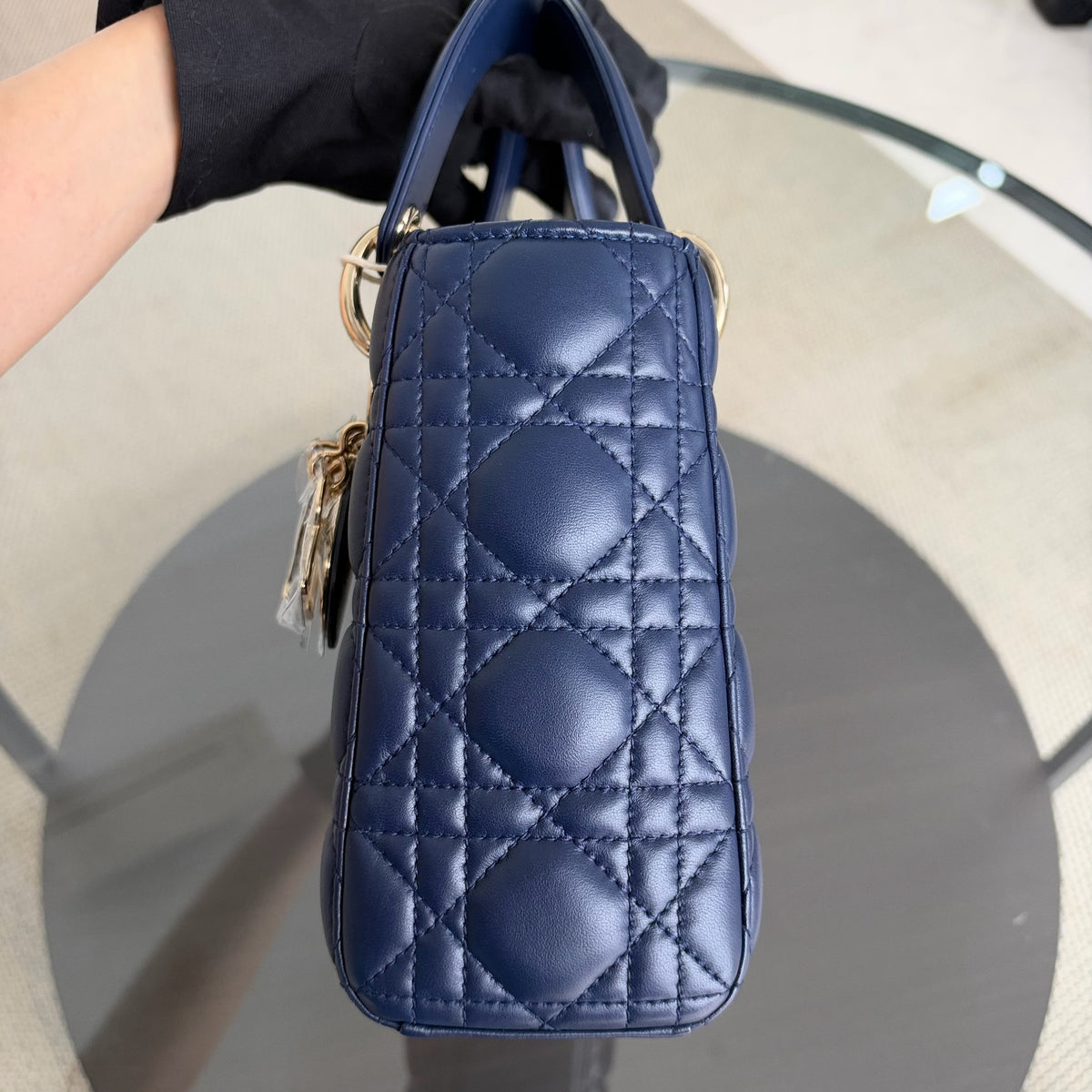Dior Lady Small - Cannage Lambskin Dark Blue Gold Hardware