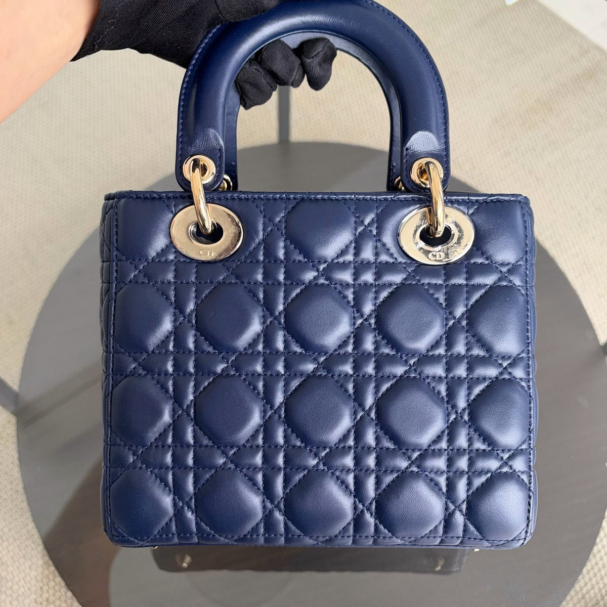 Dior Lady Small - Cannage Lambskin Dark Blue Gold Hardware