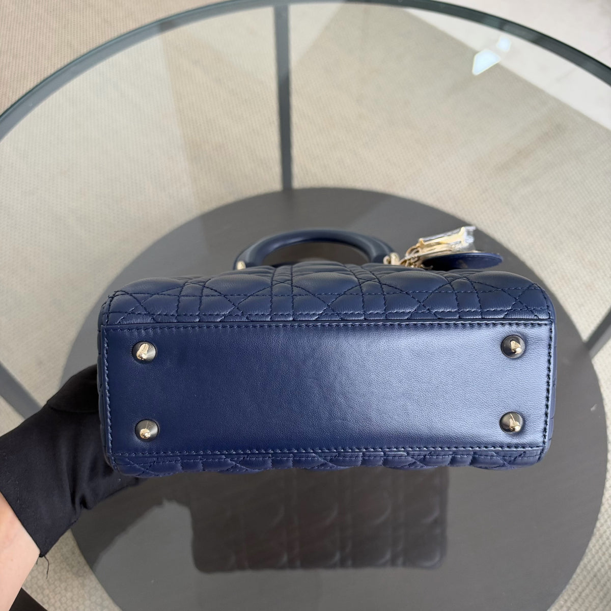 Dior Lady Small - Cannage Lambskin Dark Blue Gold Hardware