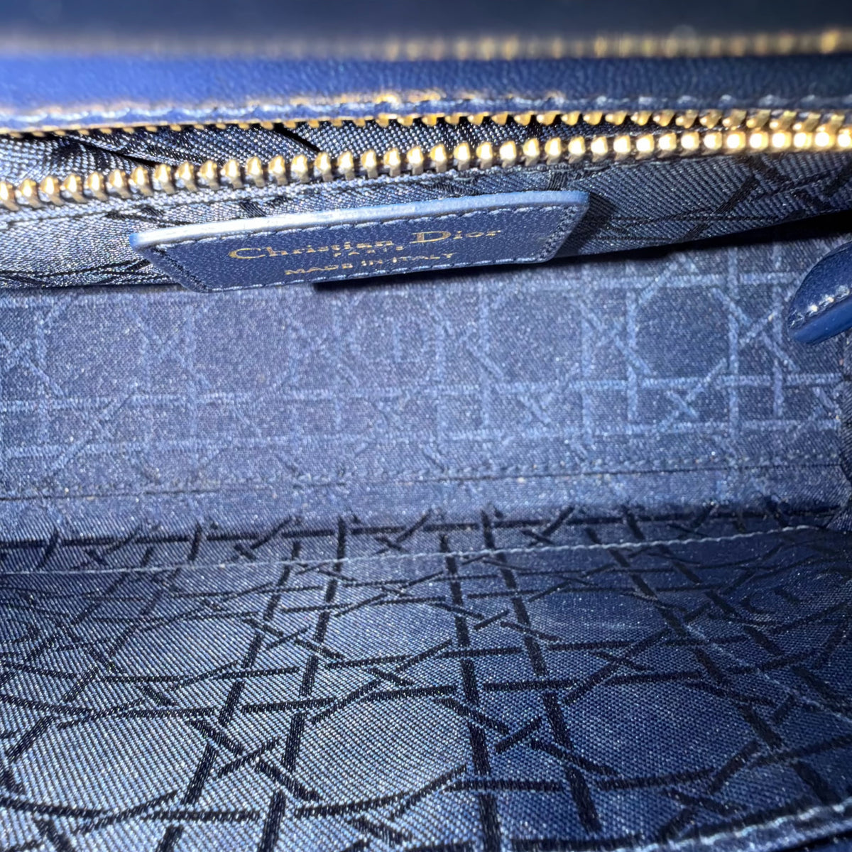 Dior Lady Small - Cannage Lambskin Dark Blue Gold Hardware