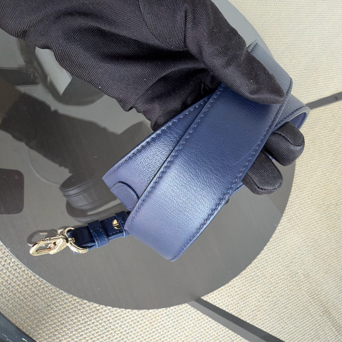 Dior Lady Small - Cannage Lambskin Dark Blue Gold Hardware