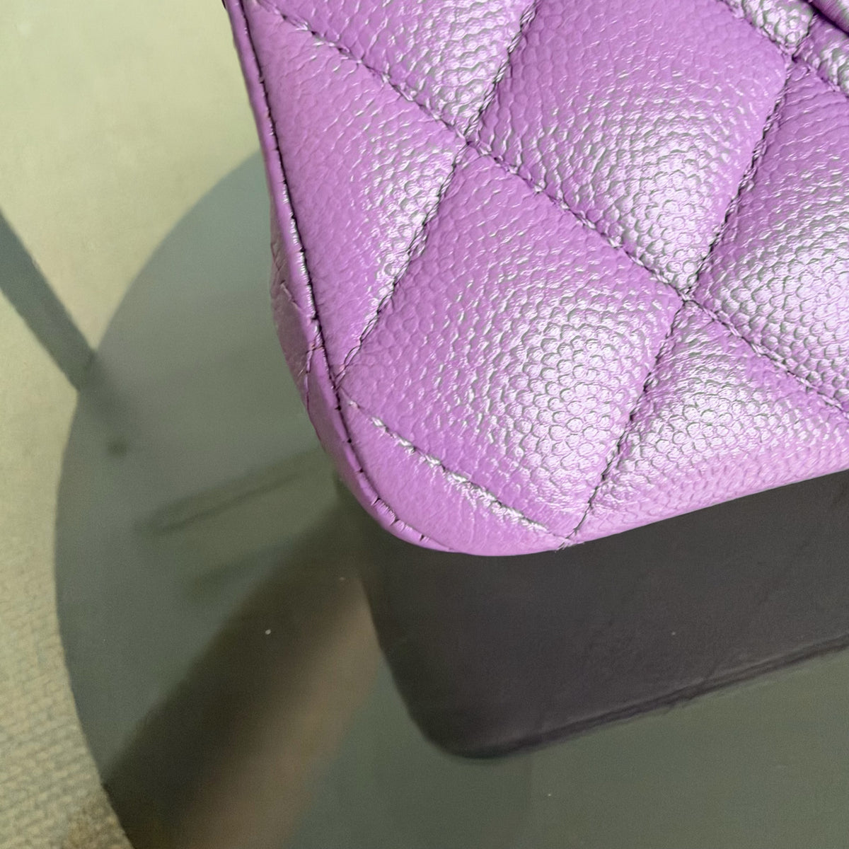 Chanel Classic Flap Medium - Caviar 25CM Quilted Purple Gold Hardware Microchip