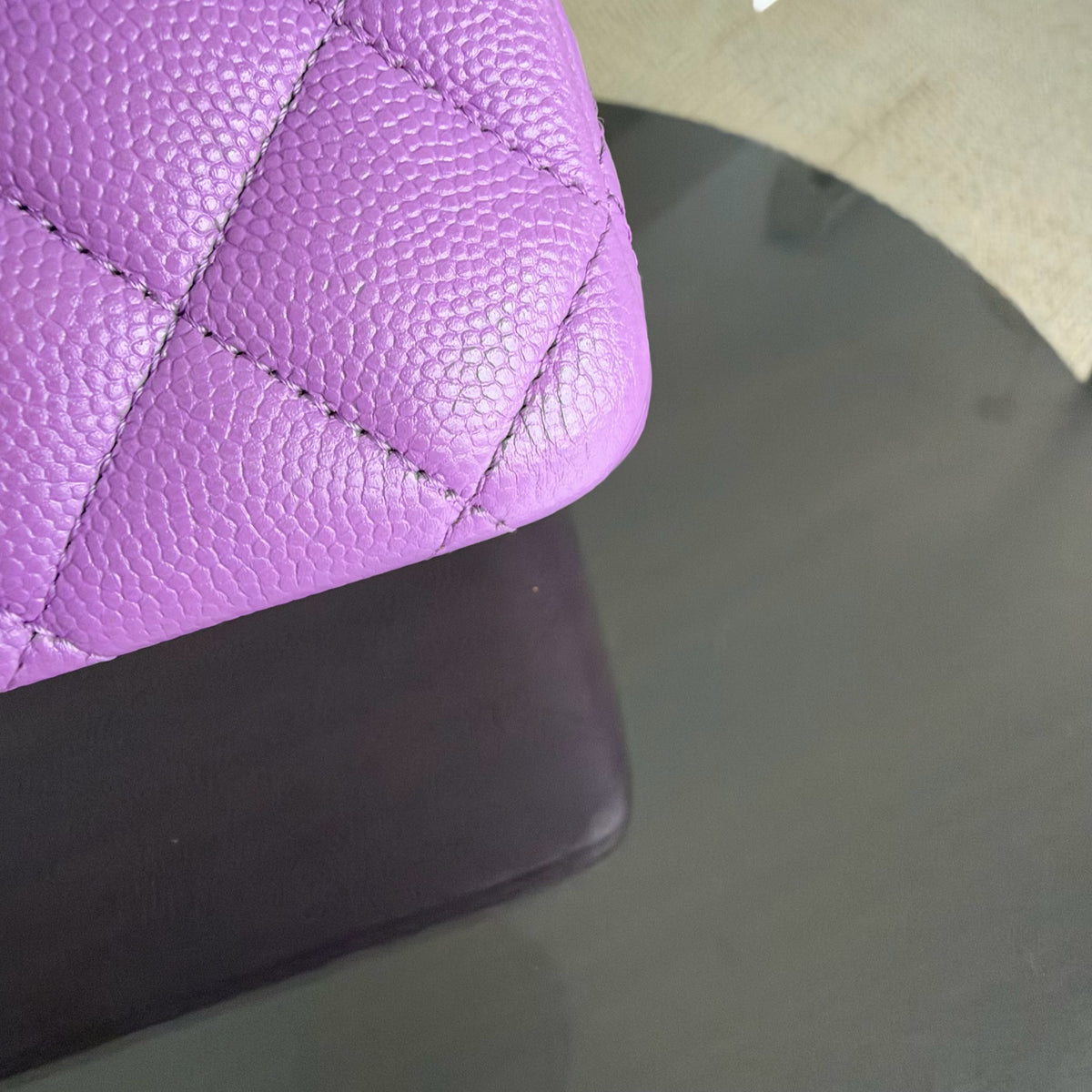 Chanel Classic Flap Medium - Caviar 25CM Quilted Purple Gold Hardware Microchip